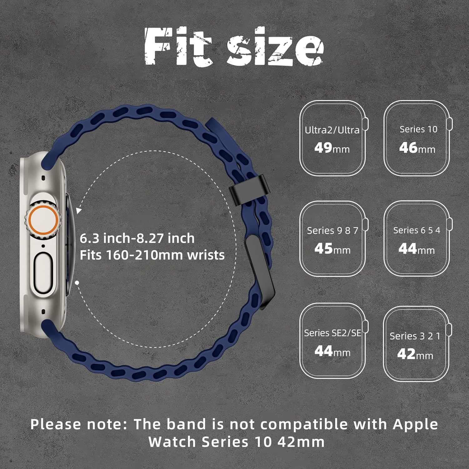 WJK Ocean Sport Bands Compatible with Apple Watch Ultra 2/Ultra 3 Band, Soft Silicone Waterproof Replacement Strap for Iwatch Series 11 10 9 8 7 6 5 4 3 2 1 SE 49Mm 46Mm 45Mm 44Mm 42Mm, Multi Colors image number 5