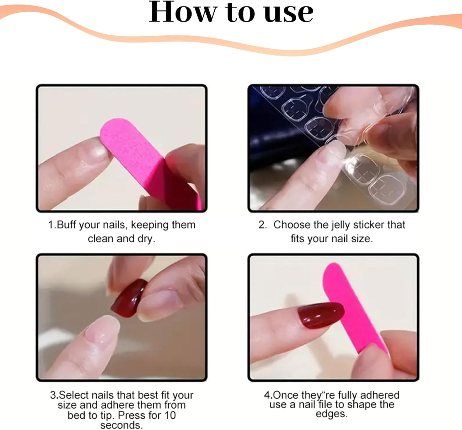 Lunarcharm 24Pcs Medium Square Push on Nails Simple White Glitter French Style False Nails Cute Full Cover image number 3