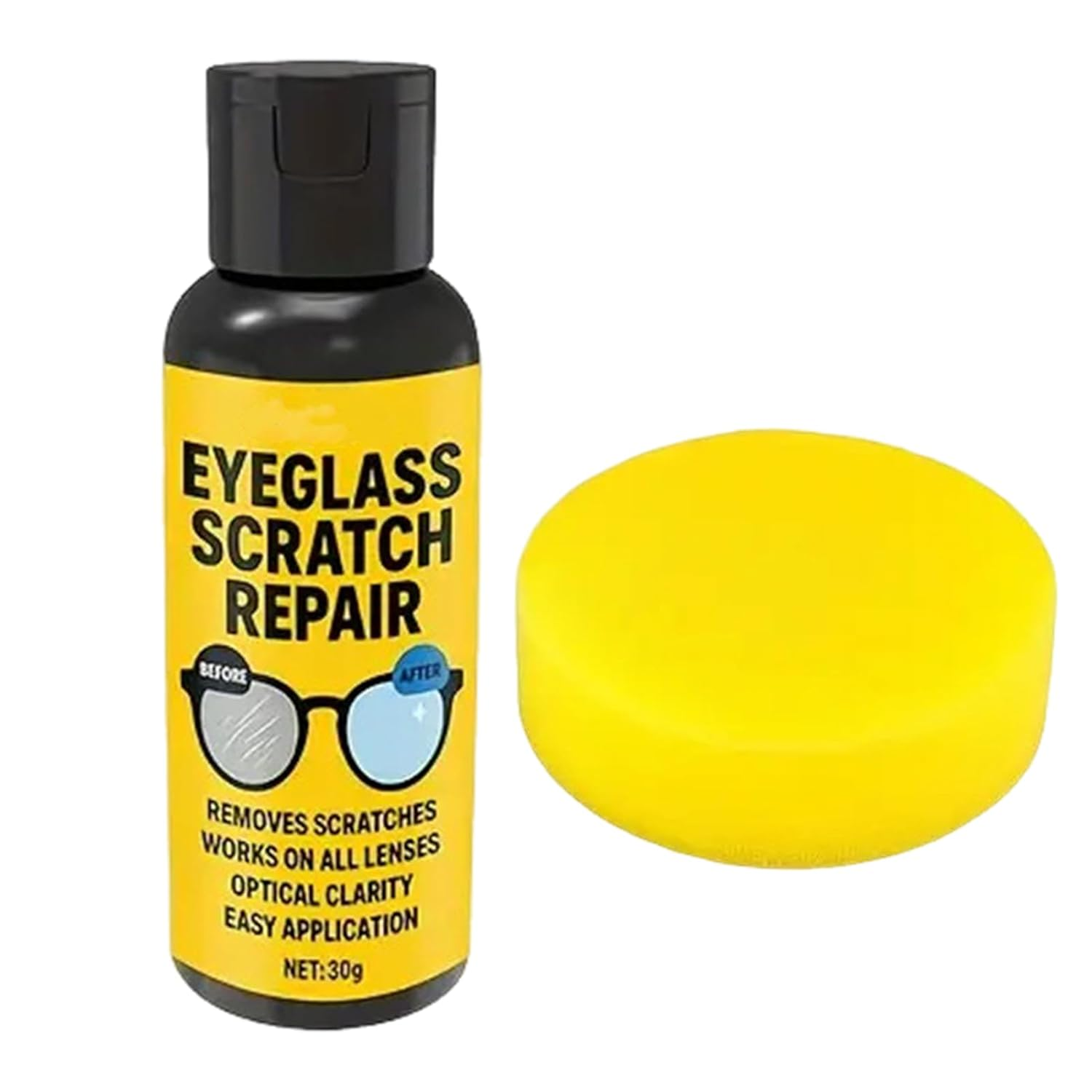Eyeglass Lens Scratch Repair Kit, Professional Eyeglass Scratch Remover with Sponge, Lens Cleaning Tool for Sunglasses Camera Table Screen Car Watch Mirror Window image number 6