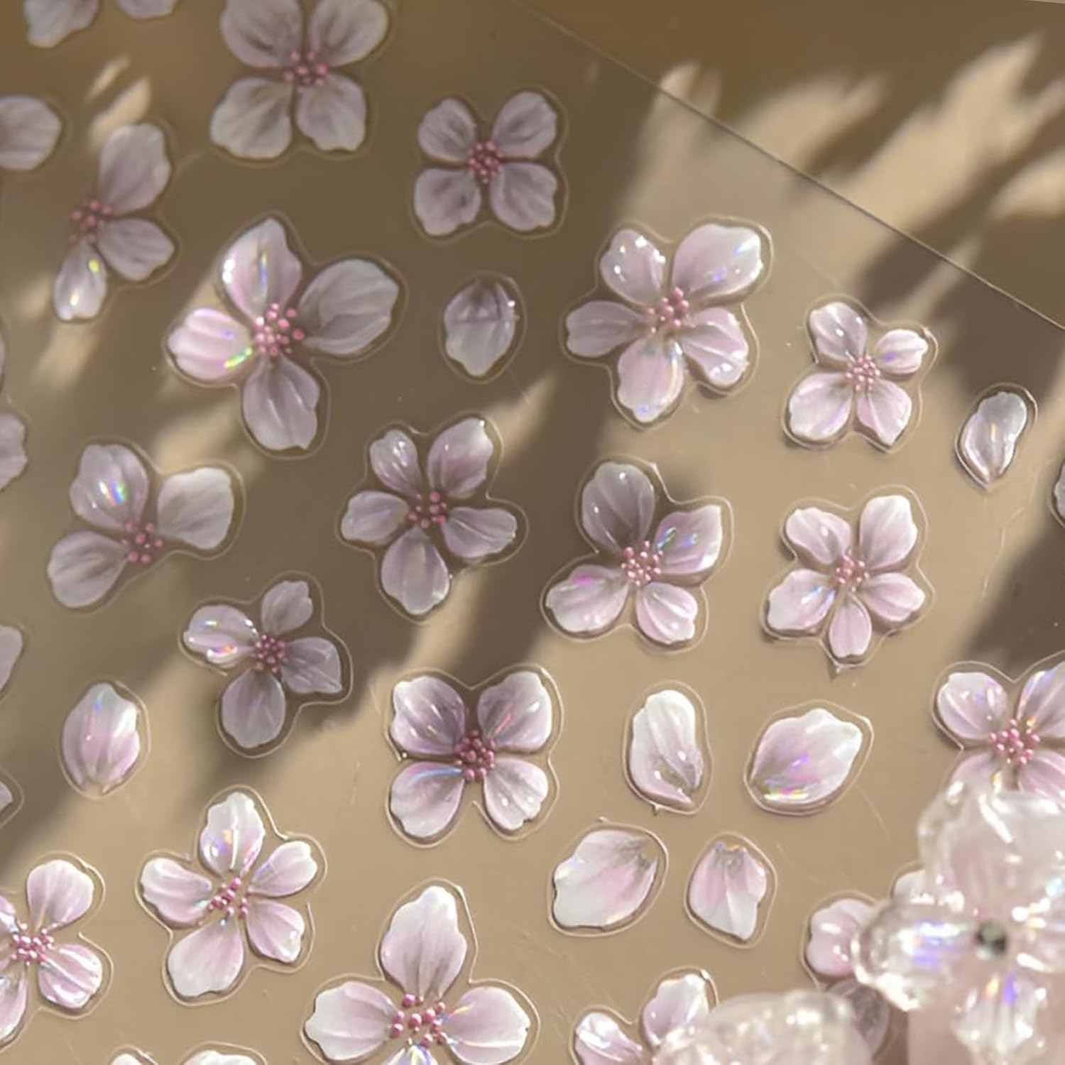 Proxima Direct 1Sheet Flower Nail Sticker for Nail Art, 5D Embossed White Flower Nail Decals Summer Hibiscus Spring Summer Nail Art Supplies for Women Girls (White) (Pink) image number 4