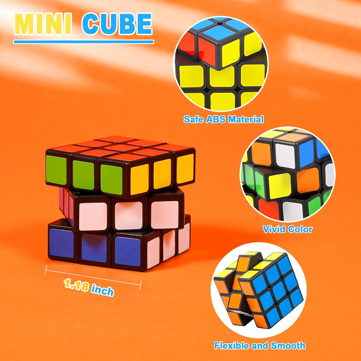 24 Pcs Mini Cubes Bulk, Puzzle Cube & Fidget Snake Cube Party Favors, 1.18In 3&times;3&times;3 Cube Set, Stress Relief Toys, Birthday Party Gifts, School Rewards Classroom Prize, Stocking Stuffers for Kids image number 3