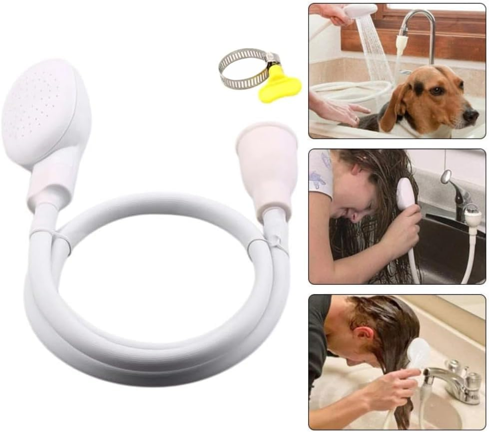 Mumoo Bear 1Pcs Sink Spray Rubber Hose Portable Faucet Sprayer Hand Held Shower Head Sprayer Tap Hose Attachment for the Bathroom and Kitchen for Bathing Baby Pets Washing Hair Rinsing Vegetables image number 1