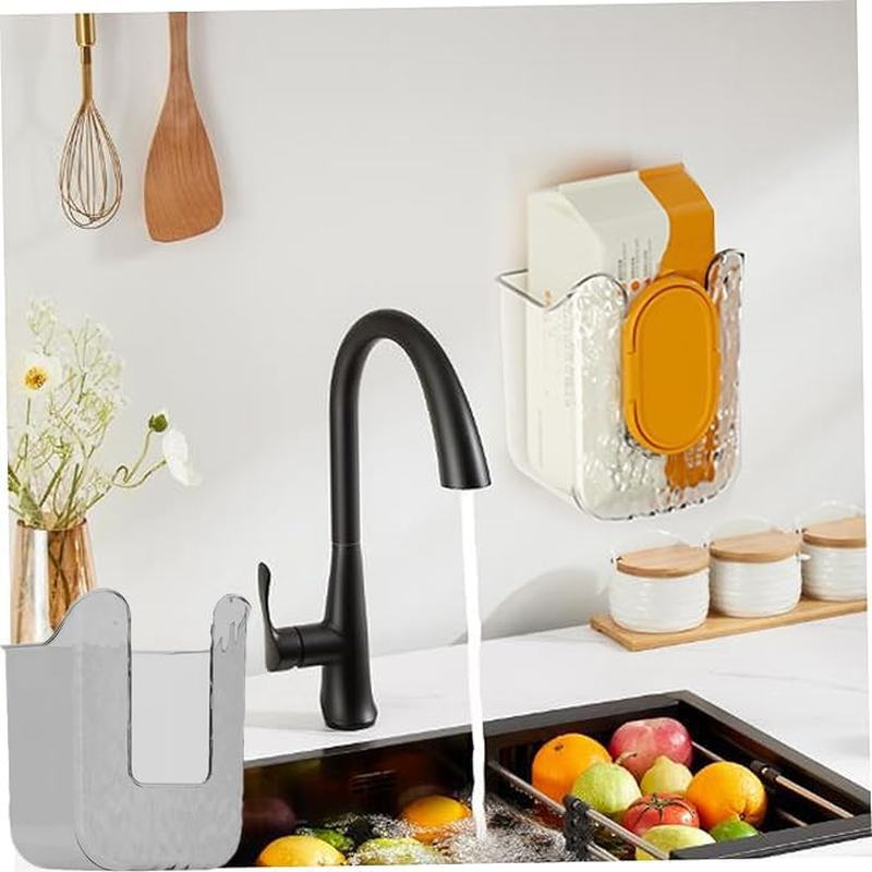 2Wet Wipes Dispenser Box, Kitchen Wipes Storage Box, No Punching Wipe Holder, Wall Mounted Tissue Box Holder, Refillable Wipes Container Box for Kitchen Bedroom Bathroom (Transparent) image number 3