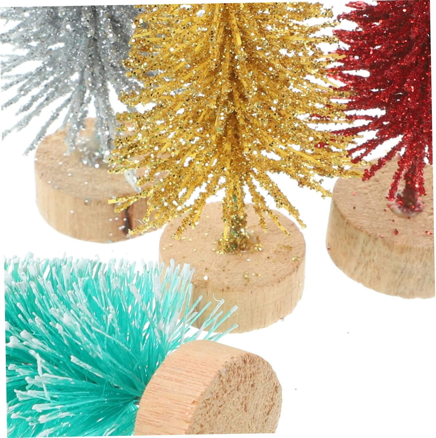 48Pcs Miniature Xmas Trees Wooden Base Realistic Simulated Christmas Tree Decor for Home Office and Holiday Parties Vibrant Colors Including image number 6