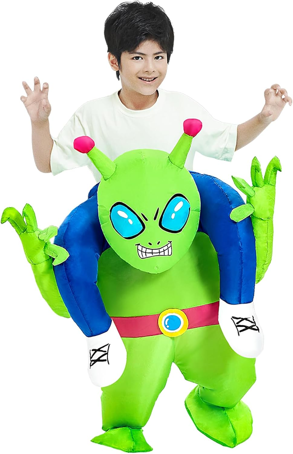 LUVSHIE Inflatable Alien Costume Blow up Costumes Ride on Alien Suit Onesie for Men Women Fancy Party Halloween Cosplay Dress Green image number 5