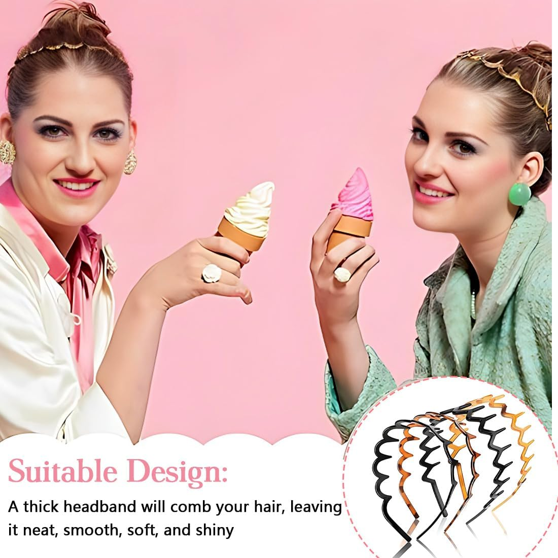 DWFEYOI Zigzag Hair Band Pack of 4 Shark Tooth Hair Comb Hair Band Wavy Plastic Headband Make up Headband for Sports Fitness Daily for Women and Girls, Hair Band Women image number 3