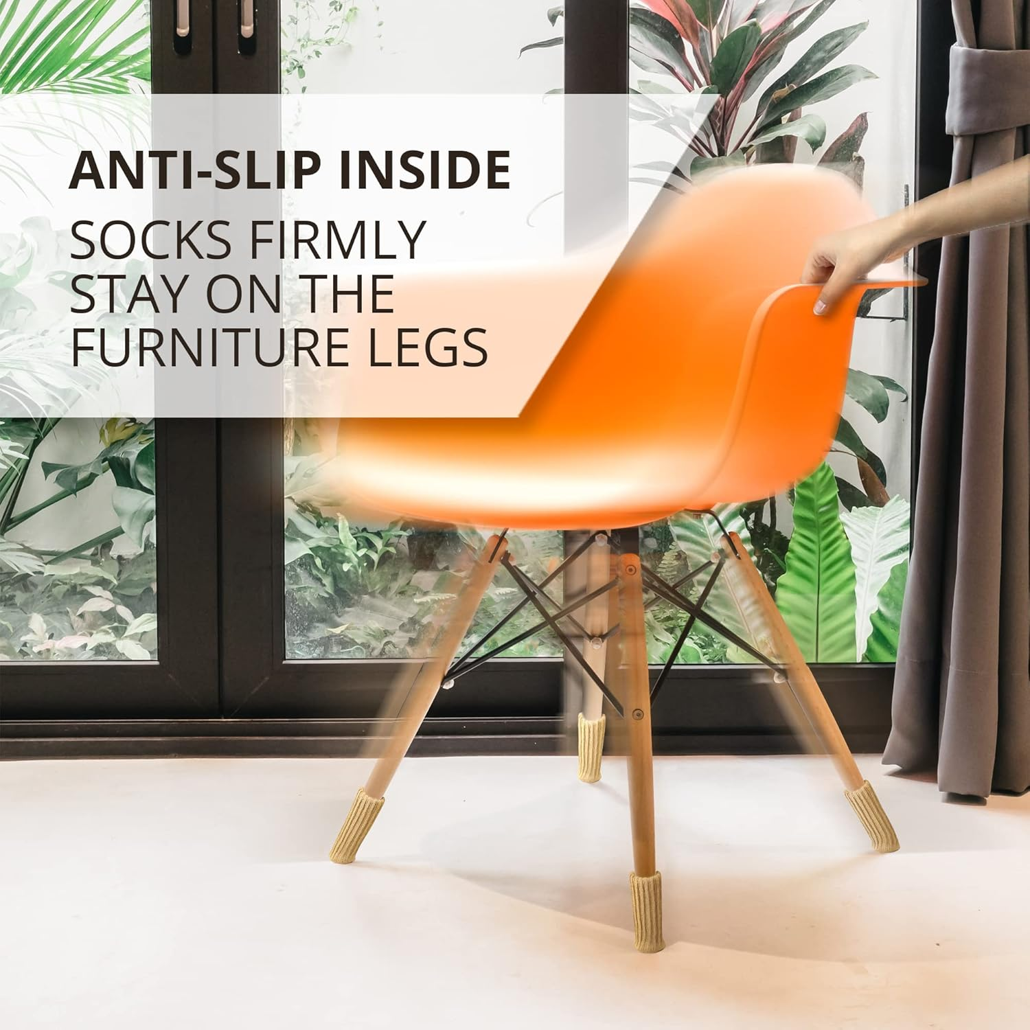 Chair Leg Socks X-PROTECTOR &ndash; 16 PCS Furniture Socks &ndash; Chair Covers for Legs 25-50 Mm - Chair Leg Floor Protectors &ndash; Beige Hardwood Floor Protectors &ndash; Knitted Chair Feet Socks &ndash; Shape Doesn'T Matter! image number 1