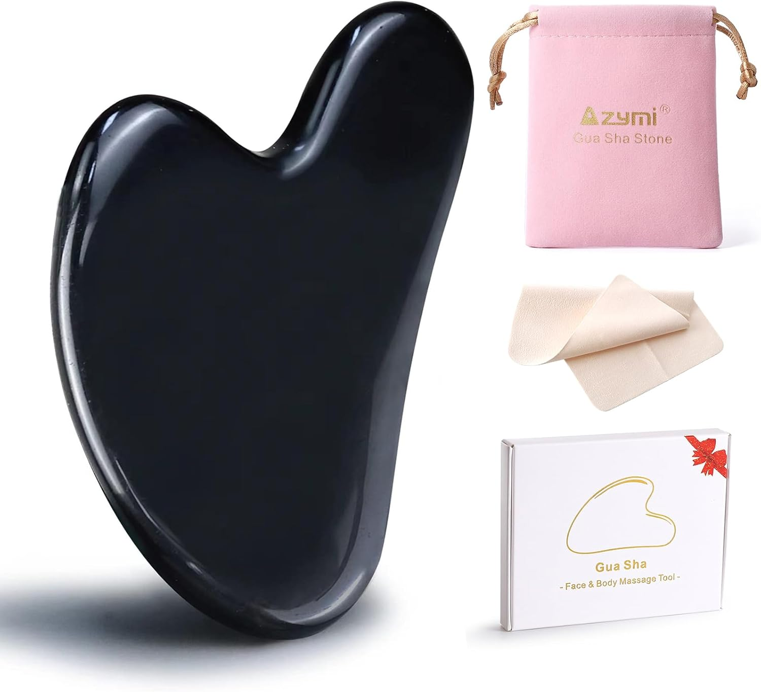 Gua Sha, Black Obsidian Guasha Massage Scraping Tool for Face Neck Body Firming, Muscle Tensions Relief