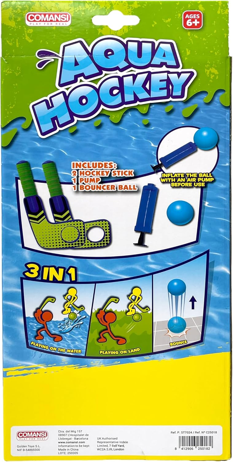 COMANSI Aqua Water Feature Includes 1 Inflatable Ball + 2 Hockey Sticks with Needle Easy and Safe to Use Indoor and Outdoor image number 4