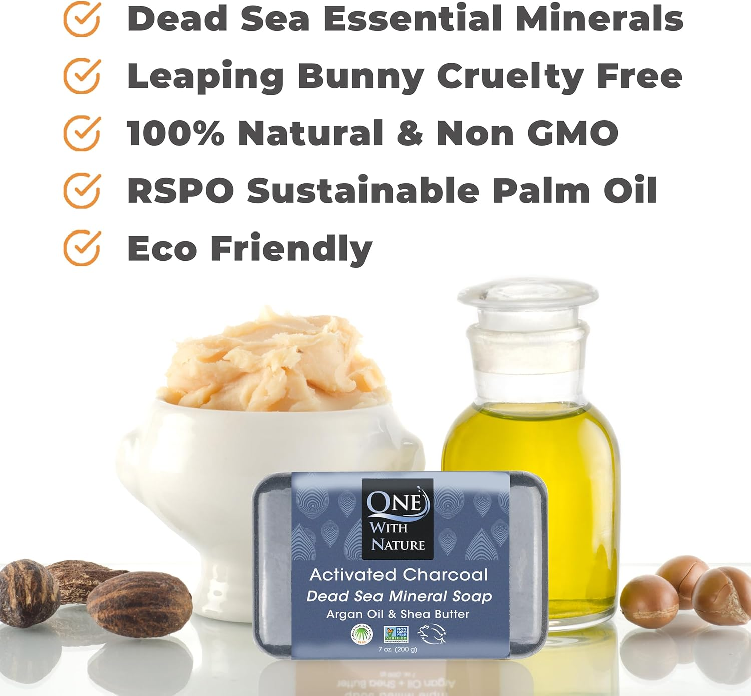 DEAD SEA Salt CHARCOAL SOAP 3 Pk ? Activated Charcoal, Shea Butter, Argan Oil. for Problem Skin.