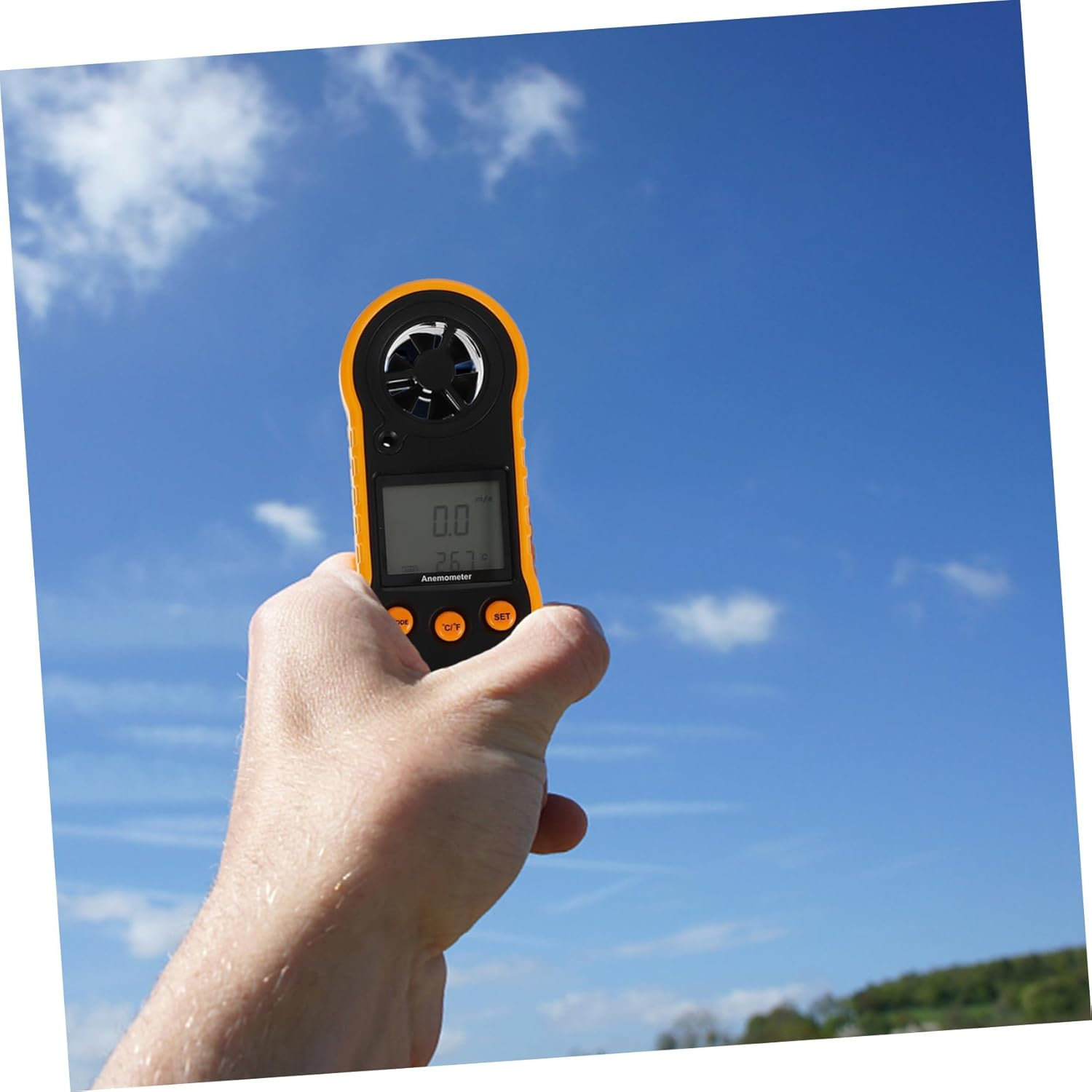 Digital Handheld Wind Speeds Meter Air Flow Velocity Meter Portable Anemometer for Weather Measurement LCD Display and Temperature Measurement image number 1