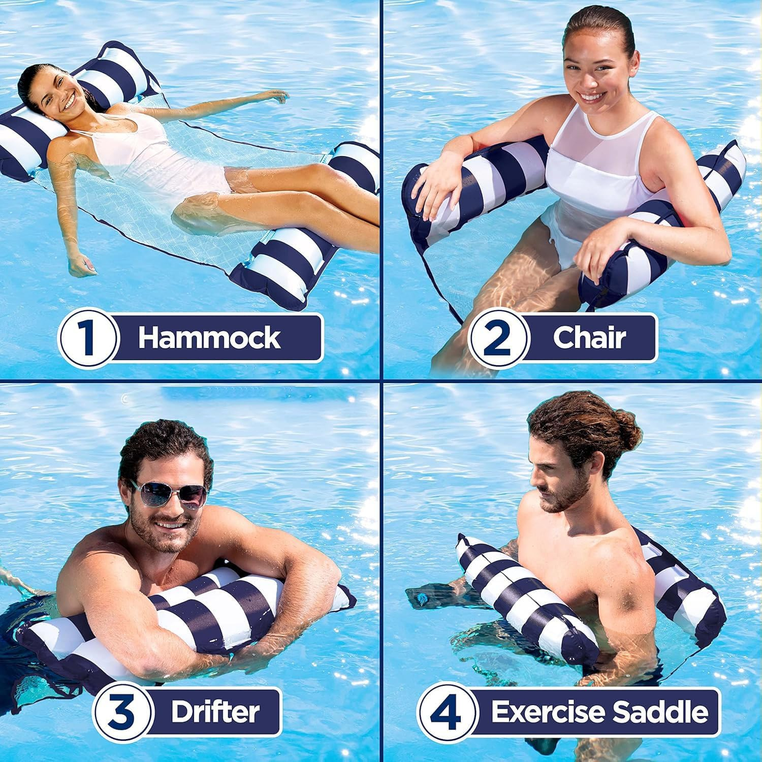 Dxzephious Aquatic 4-In-1 Monterey Hammock Pool Float & Water Hammock &ndash;Blue Navy &ndash; for Adults -Pool Noodle, Pool Toy,1Pack image number 4