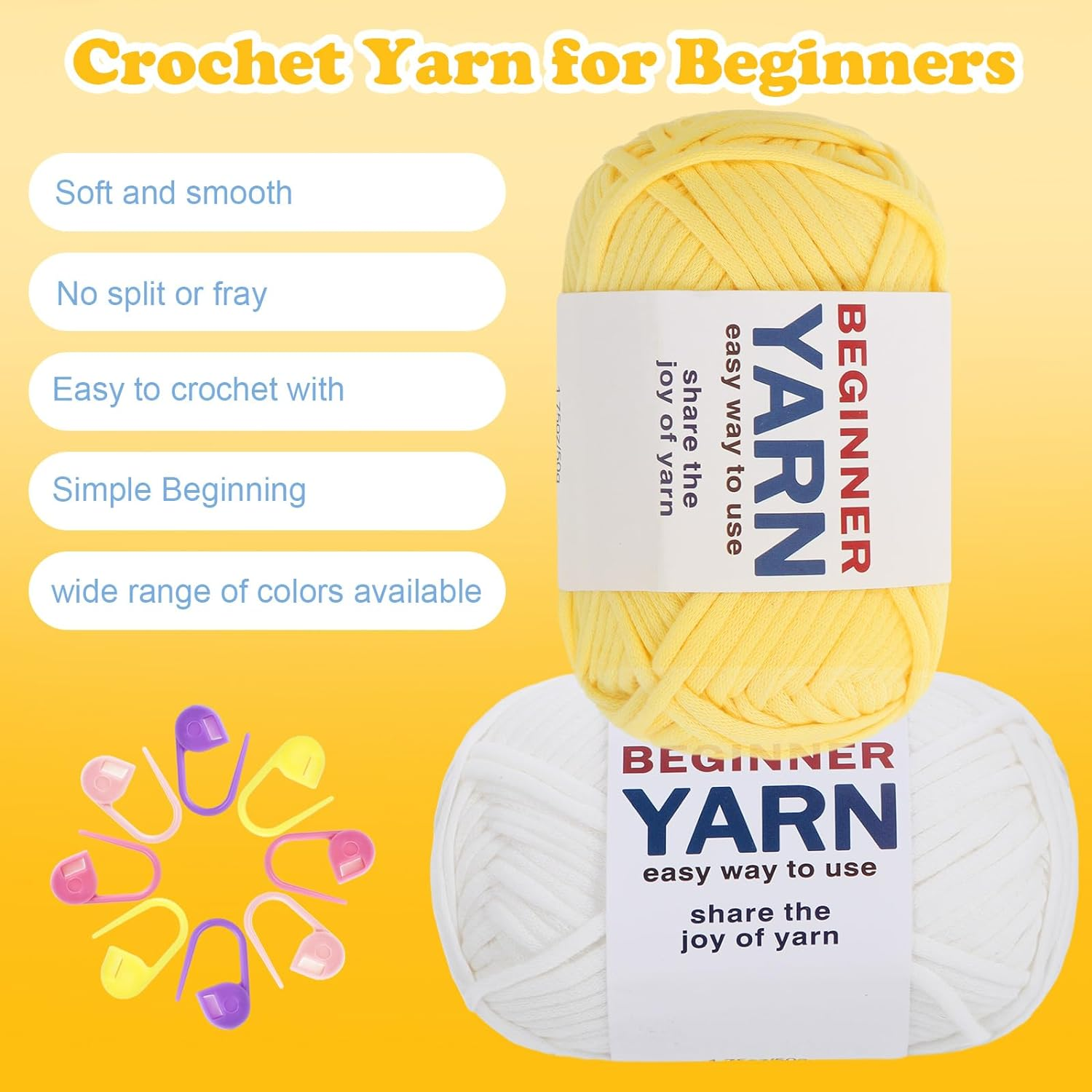 WSICSE 8 Pack Beginners Yarn for Crocheting, 8X50G Easy-To-See Stitches Chunky Thick Cotton-Nylon Blend Soft Yarn for Beginner Crocheting Christmas Crochet Kit Gifts (525 Yards) image number 2