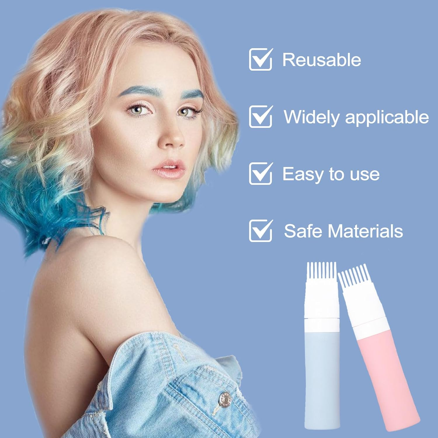 2 Packs Silicone Hair Oil Applicator, 2.7 Ounce Root Comb Applicator Bottle for Hair Dye, Hair Dye Comb Brush, Scalp Oil Applicator Bottle image number 5