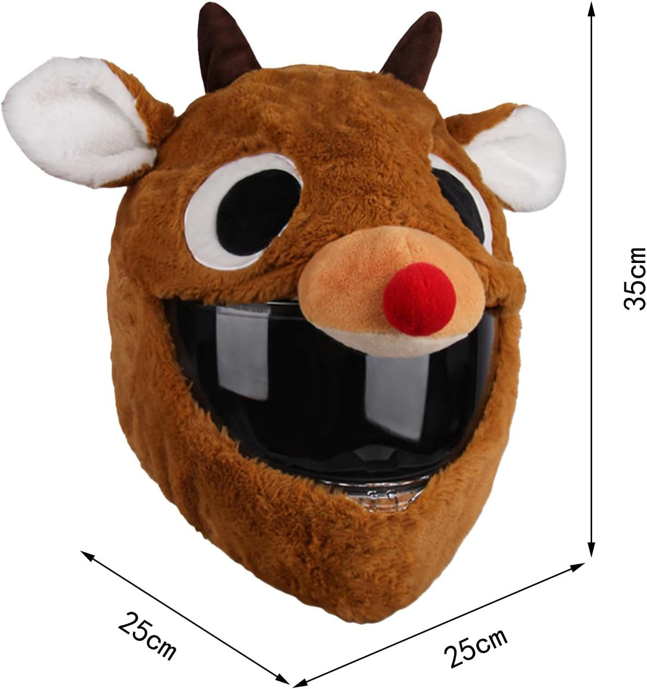 Generic Helmet Cover Sleeve Cartoon Reindeer Shaped Plush Adorable for Full Face Helmets Men and Women Motorbike Funny Helmet Cover image number 5