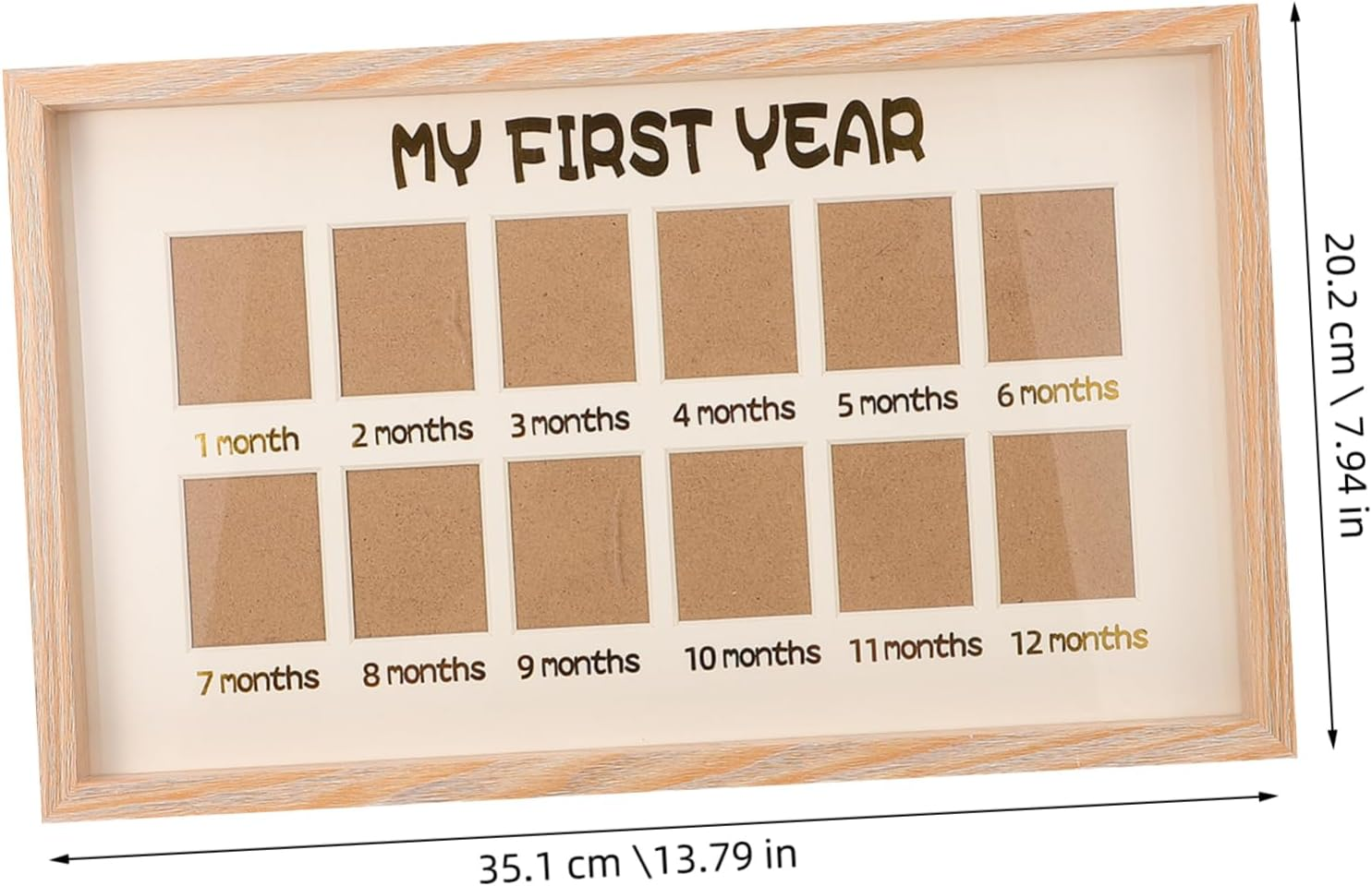 Photo Frame 12 Month Milestone Natural Wood Color Tabletop Memories Picture Frame for Baby First Year Boys and Girls Childrens Display Stand image number 1
