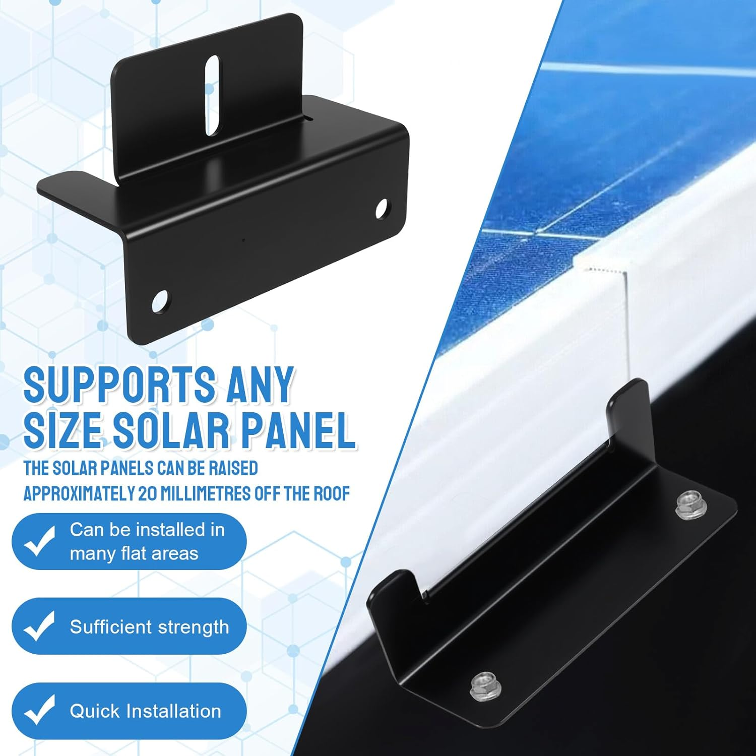 8Pcs Solar Panel Z Bracket Holder Kit Aluminum Alloy Solar Panel Mounting Bracket with Screws Mounting Hardware for RV Roof..(Black,9-Piece Set) image number 1