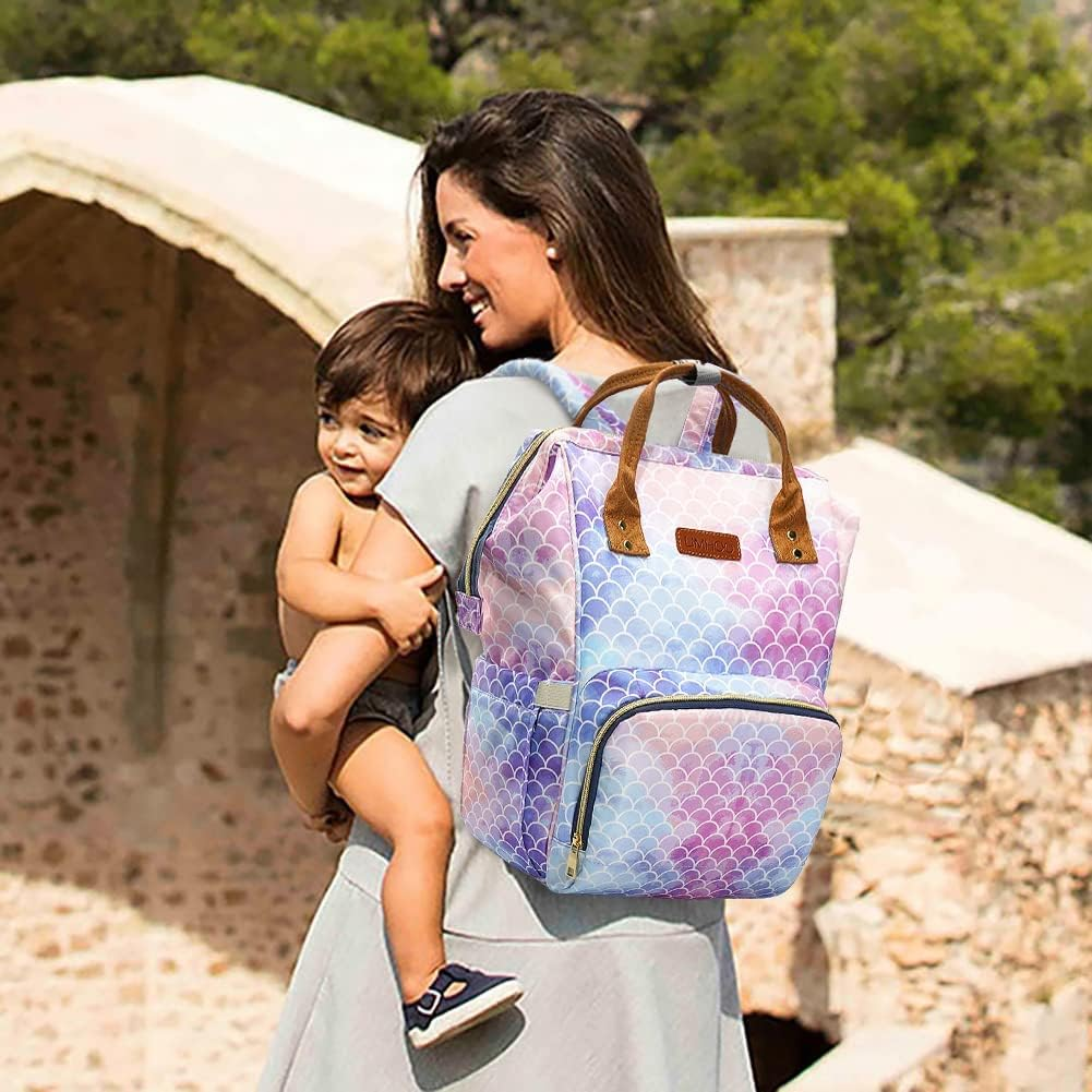 4 in 1 Diaper Bag Backpack Set for Baby Girls Mom Large Capacity Waterproof Baby Care Bag Multi-Function Nappy Bag image number 5