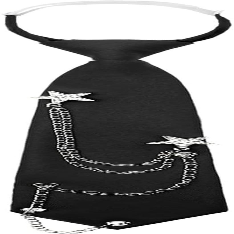 Adjustable Pre-Tied Black Tie for Women & Girls, School Uniform Necktie with Metal Chain, Polyester Gothic Punk Tie Accessory for Cosplay & Gifts - SZTTY image number 2