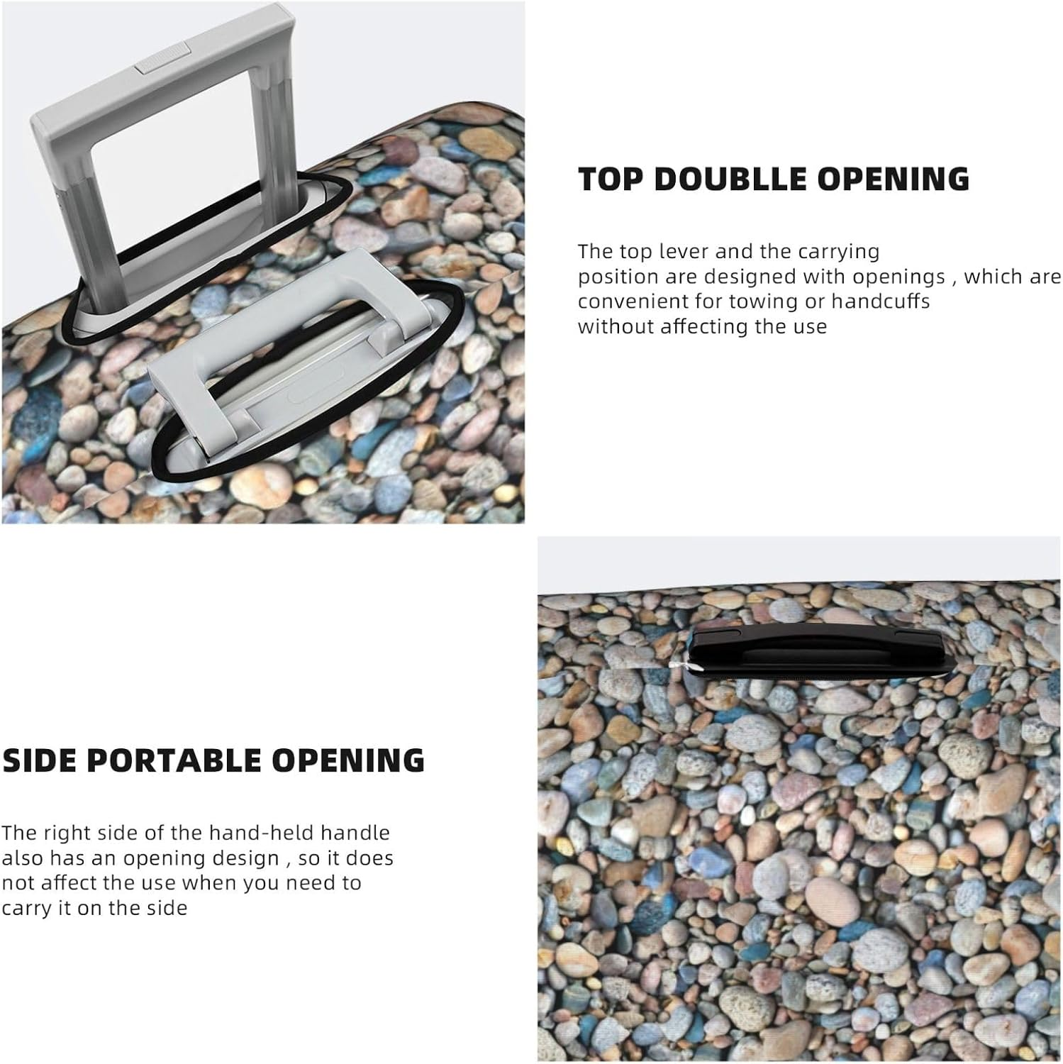 Odddot Pebble Stone Pattern Print Travel Luggage Cover,Suitcase Protector Cover, Washable Baggage Covers,For 18-32 Inch Luggage, Pebble Stone Pattern, Small image number 4