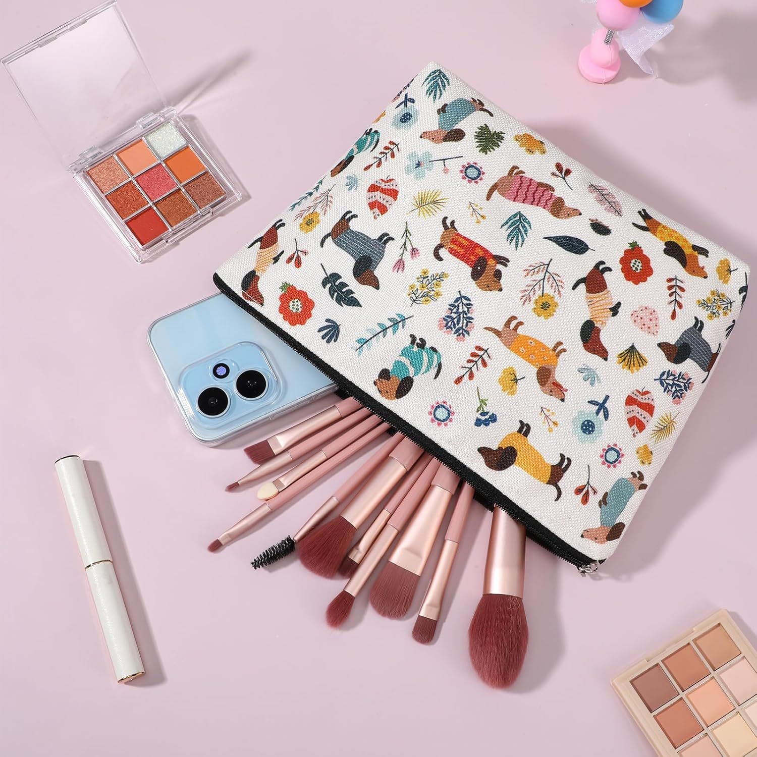 Pack of 2 Cat Make up Bags, Toiletry Bag, Cute Gifts for Cat Mothers for Cat Lovers, Cute Cat Things, Cosmetic Bag with Cat Motif and Zip for Women, Sisters