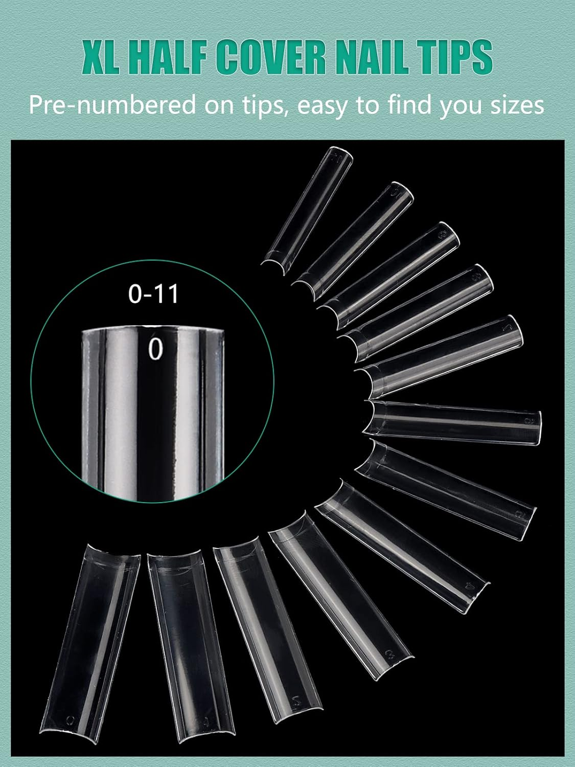 480PCS XL Long Clear Nail Tips, 240PCS Coffin Nails Tips with 240PCS NO C Curve Square Nail Tips for Acrylic Nails Professional, Half Cover Straight Ballerina Nail Extension Tips for Nail Salons Home image number 4