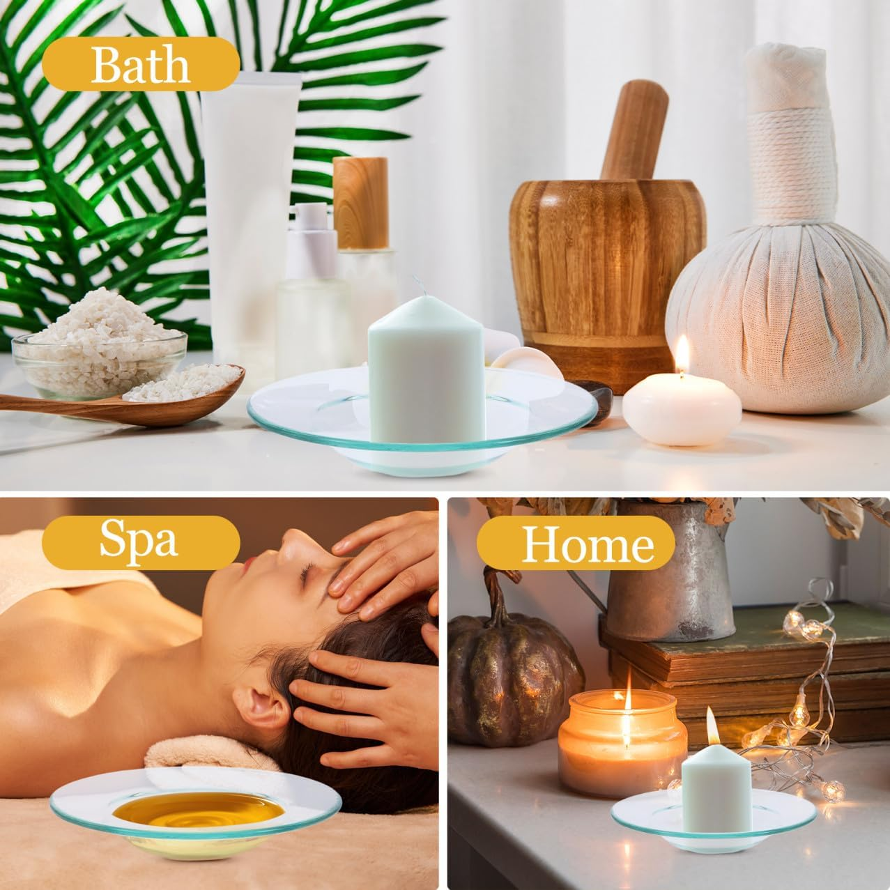 Wax Melting Warmer Liners and Aromatherapy Lamp Oil Warmer Dishes 120Mm Glass Plates Reusable for Home Fragrance 2Pcs Set image number 5
