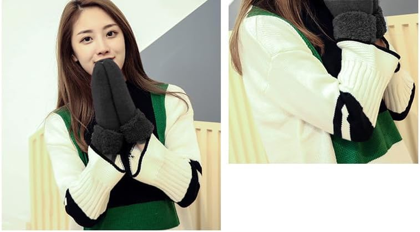 Eohak Women Men Winter Gloves Warm Lining - Winter Knitted Mittens Gloves Cold Weather Gloves - Red image number 2