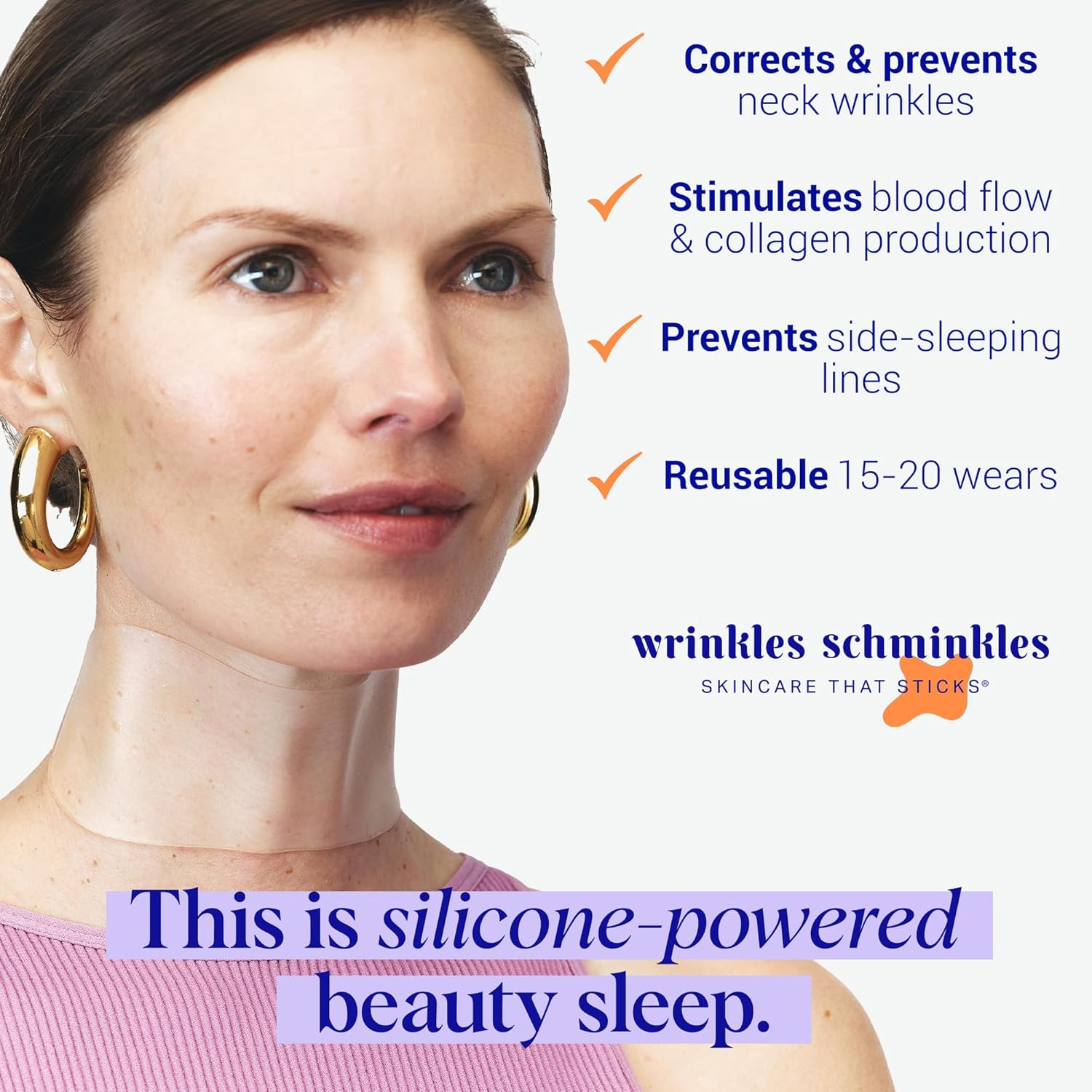 Wrinkles Schminkles Neck Wrinkle Patch - Reusable Silicone Smoothing Pads, Sensitively Formulated Wrinkle Patches. Reduce Wrinkles - Innovative Wrinkle Treatment - Targeting Neck Wrinkles (1 Pack) image number 3