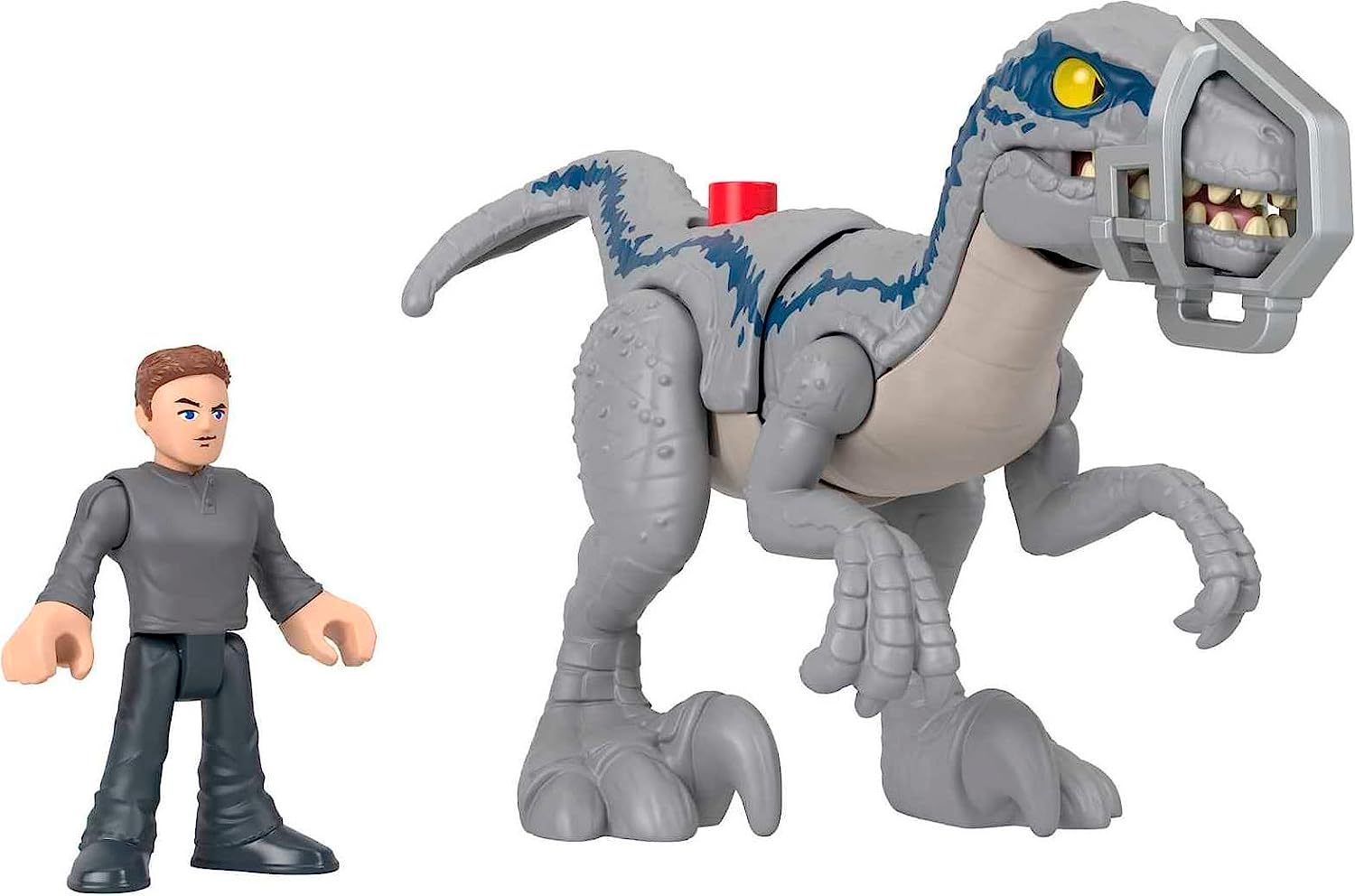 Fisher-Price Imaginext Jurassic World Dominion Dinosaur Toy Set with Blue and Owen Grady for Preschool Pretend Play, Breakout Blue image number 5