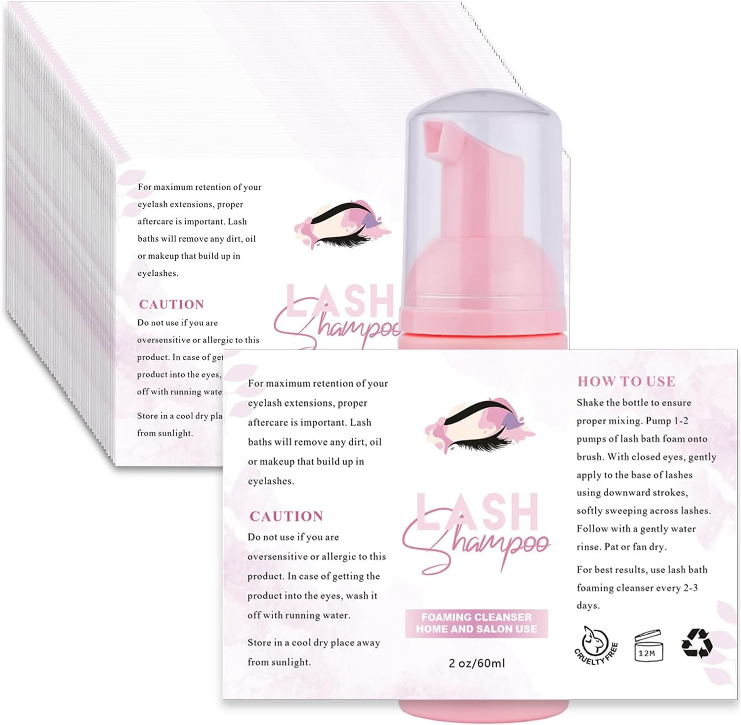 50Pcs Lash Shampoo Label Stickers for Bottle (B) image number 1
