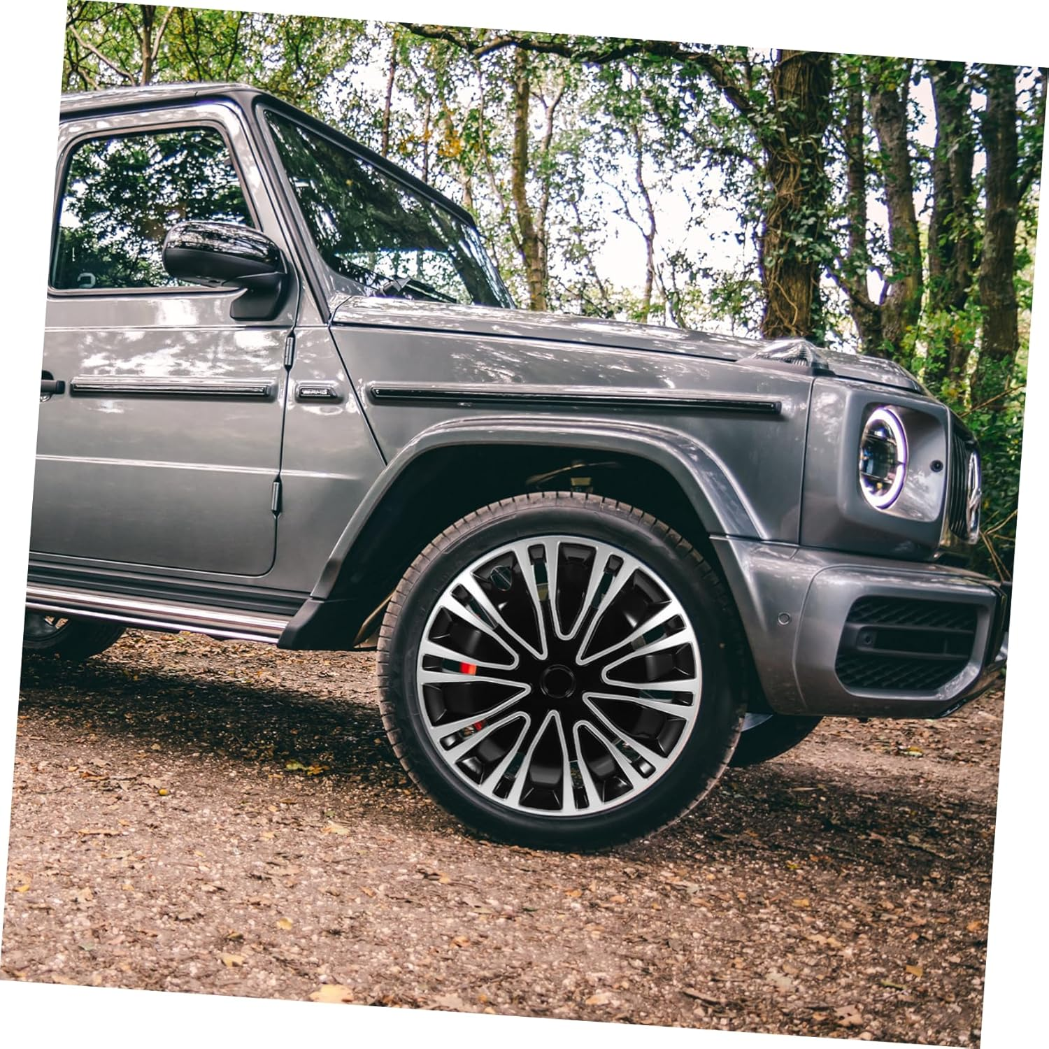 FUNOMOCYA 15-Inch Universal Car Hub Cap Decorative Wheel Hub Cover Silver Black Automotive Vehicle Wheel Caps Replacement image number 5