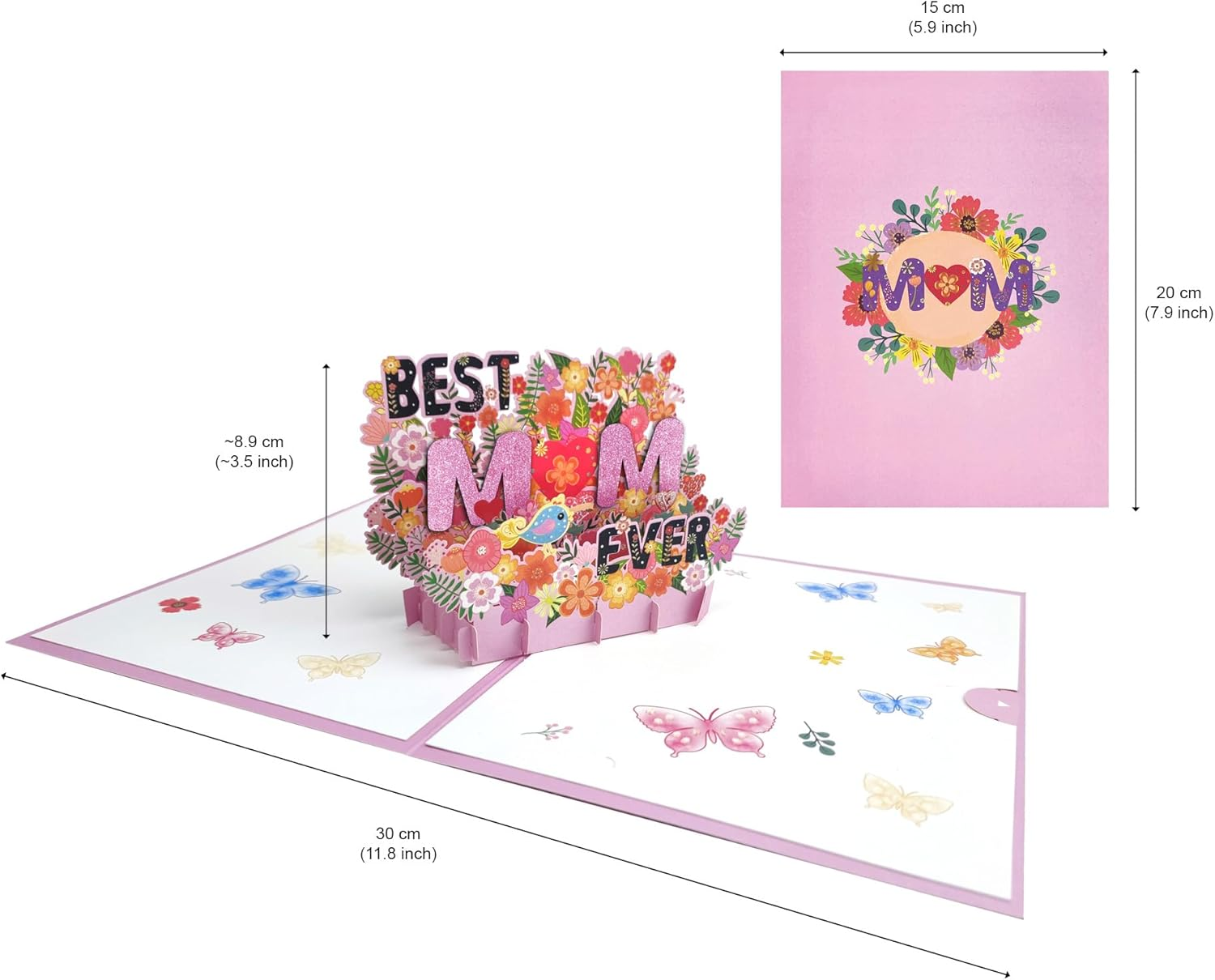 Best Mom Ever Pop up Cards, Flower, 3D Greeting Cards Gift, for Birthday, Mothers Day, Anniversary, Valentines Day, Mom, Stepmom, Mother in Law, 5X7 - Includes Envelope and Message Note image number 3