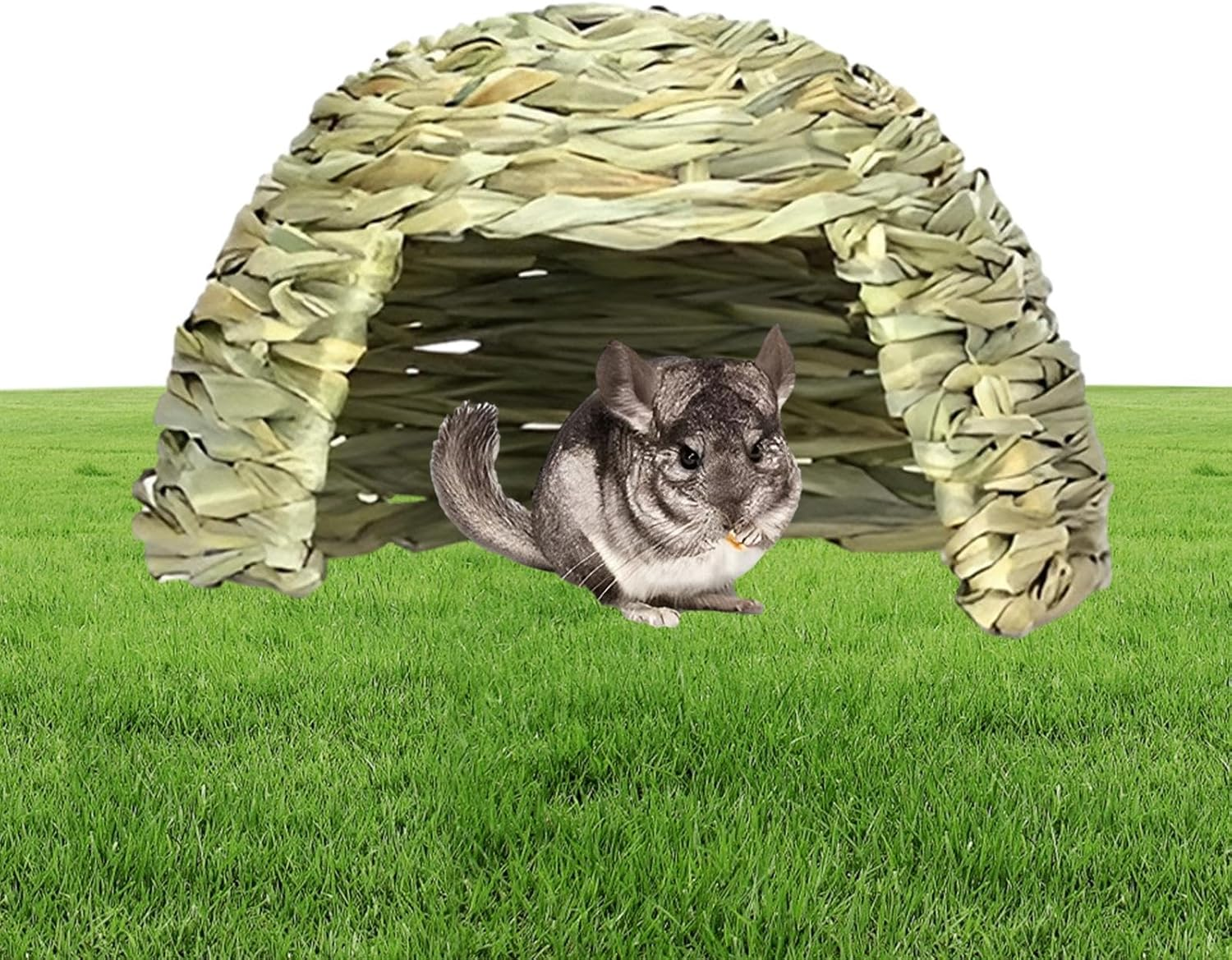 Grass House - Folding Bed Guinea Pig Hideaway, Sleeping Grass Nest Hideaway, Pet Straw House, Cozy Small Animal Hideaway, Portable Guinea Pig Shelter | Small Animal Play Hideaway, Hay Bed For - S image number 4
