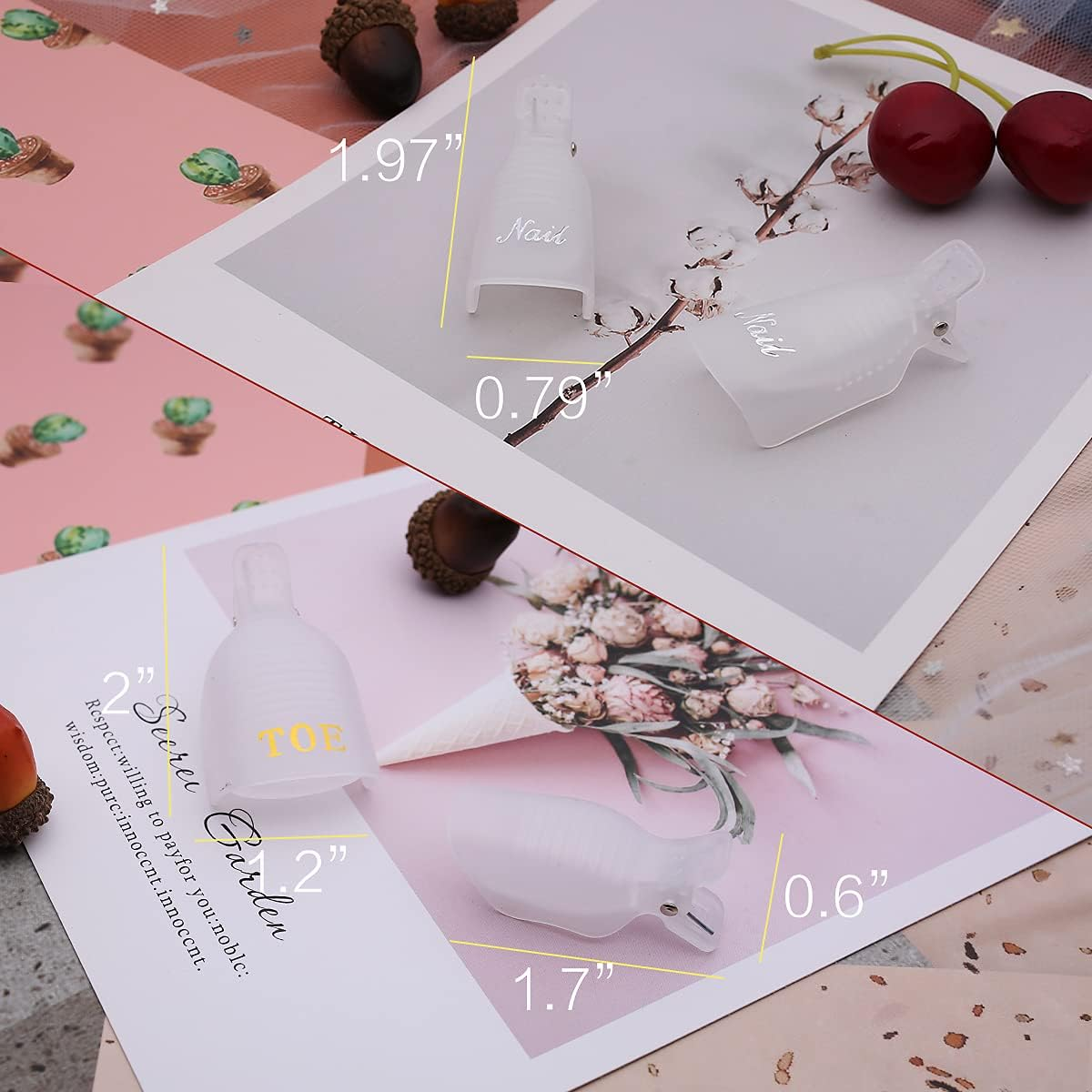 Akstore 20 PCS Nail Polish Remover Clips,Toenail and Finger Gel Nail Polish Remover Clips Acrylic Nail Art Soak off Clip Caps Clear - Clear image number 6