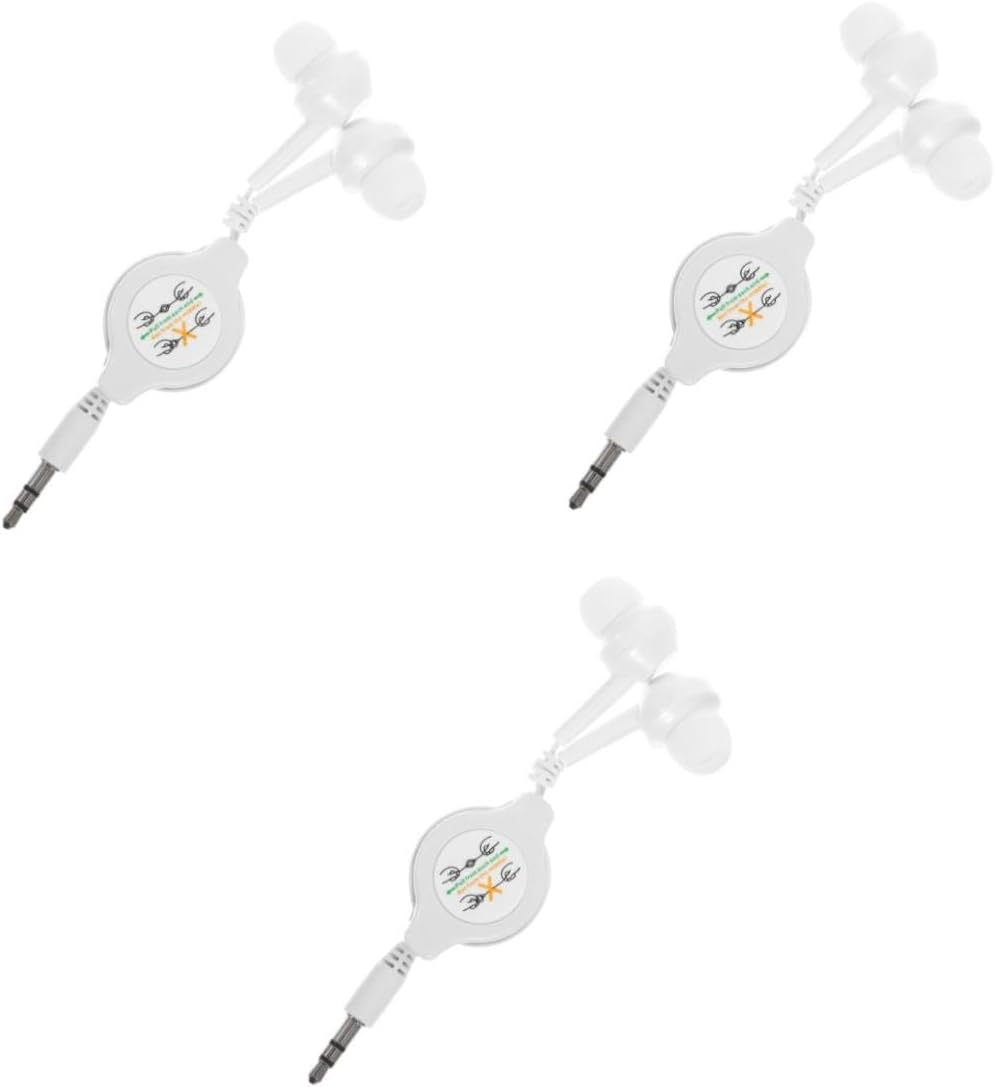 LALAFINA 3Pcs Retractable Earphone Compact In-Ear Earbuds Retractable Cable for Wired Listening Lightweight Design for Travel for Players and Smart Devices image number 6