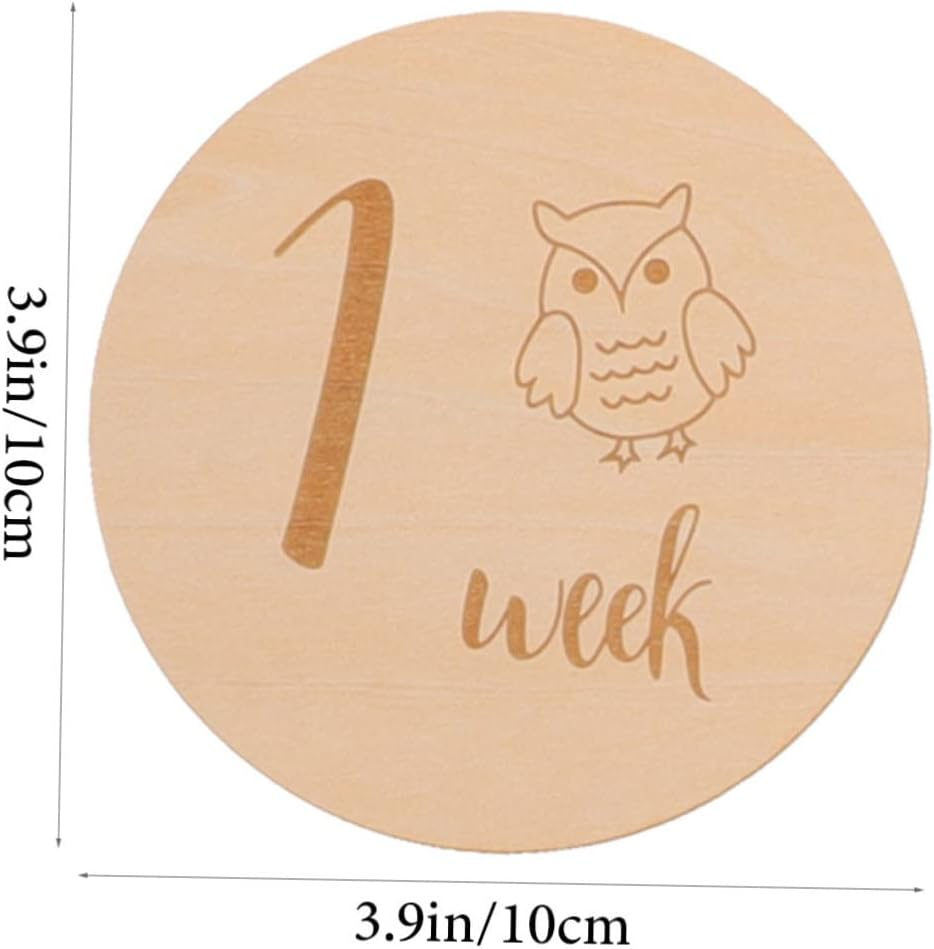 ERINGOGO Wooden Digital Cards Monthly Milestone Boy Newborn for Photo Announcement Months Signs image number 5