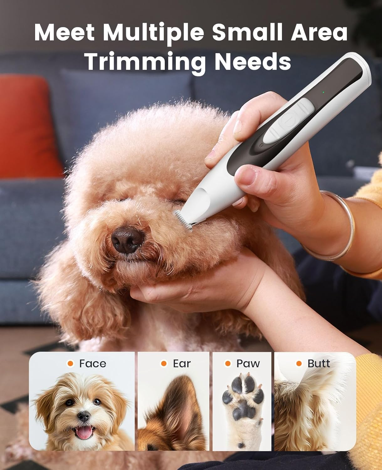Oneisall Dog Paw Trimmer with LED Light, 20 Mm Widen Blades Paw Trimmer for Dogs, Pet Paw Grooming Clippers 35 Db Low Noise, Cordless Dog Clippers for Face, Ear, Butt image number 6