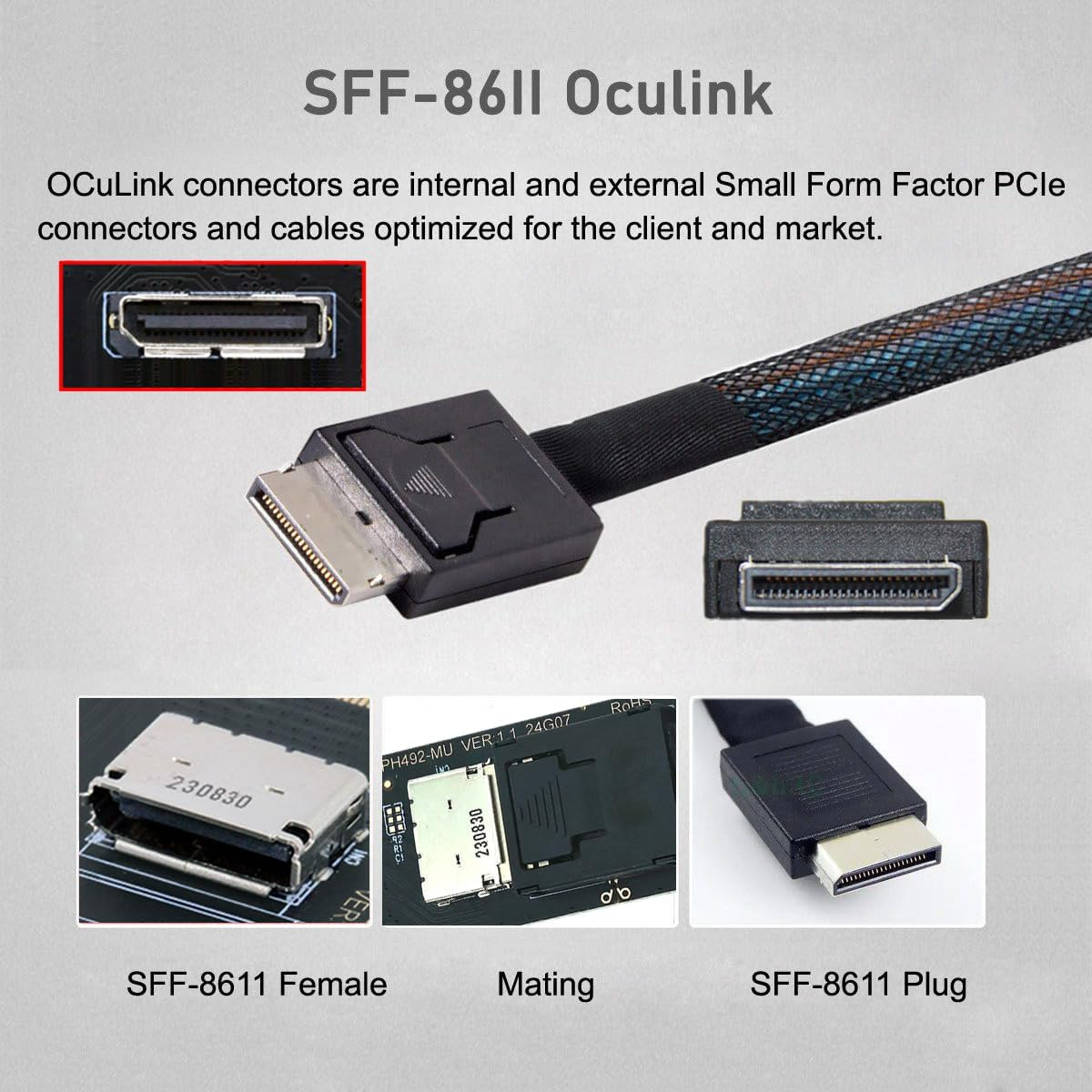 NFHK 2280 NGFF PCI-E4.0 M.2 M-Key to Oculink SFF-8612 SFF-8611 Host Cable 15Cm for NVME U.2 SSD Egpu