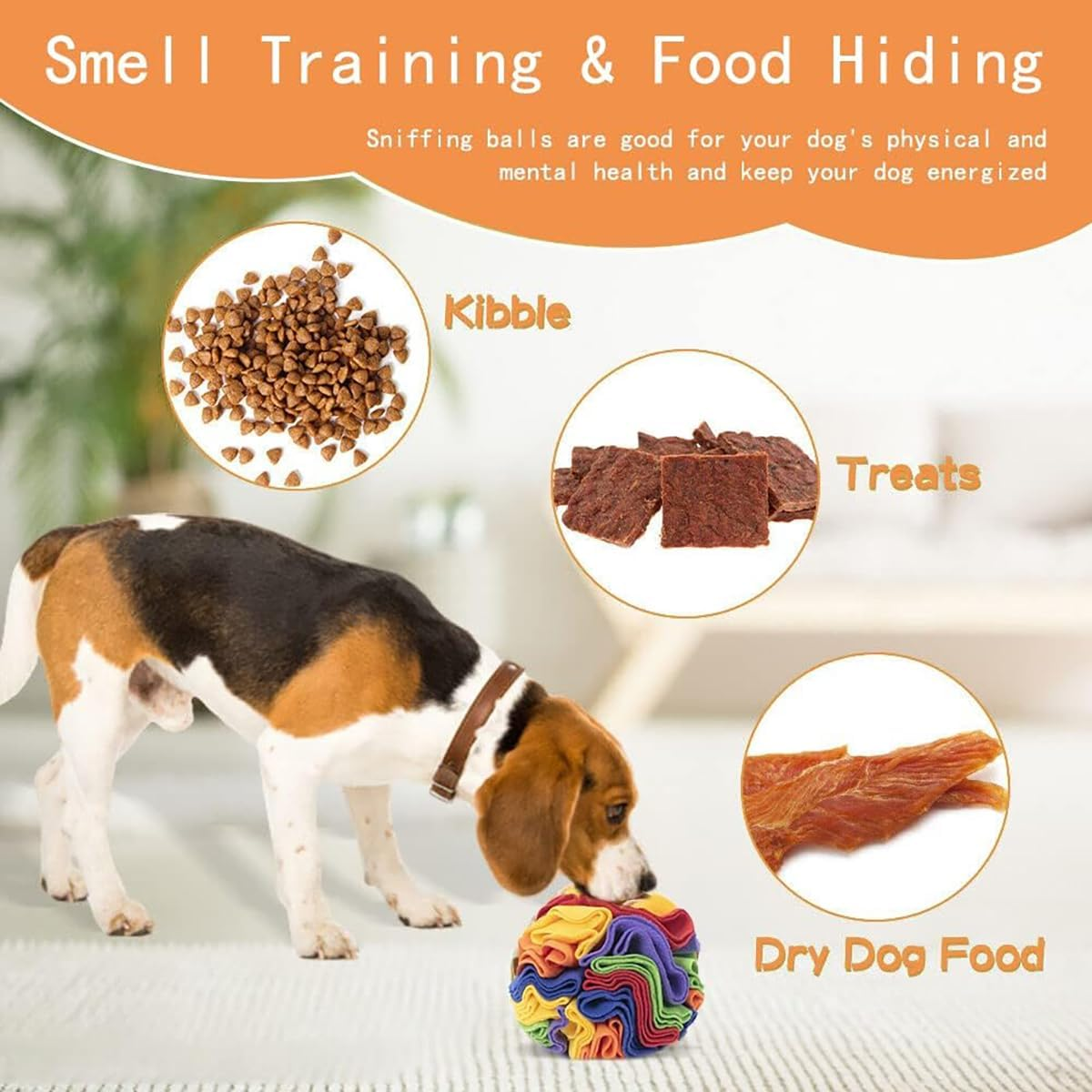 Dog Snuffle Ball, Dog Sniff Mat Fleece Foraging Mat Interactive Dog Toys Ball for Small Medium Large Dog Anxiety Relief (Multicolour1) - Multicolour2 image number 7