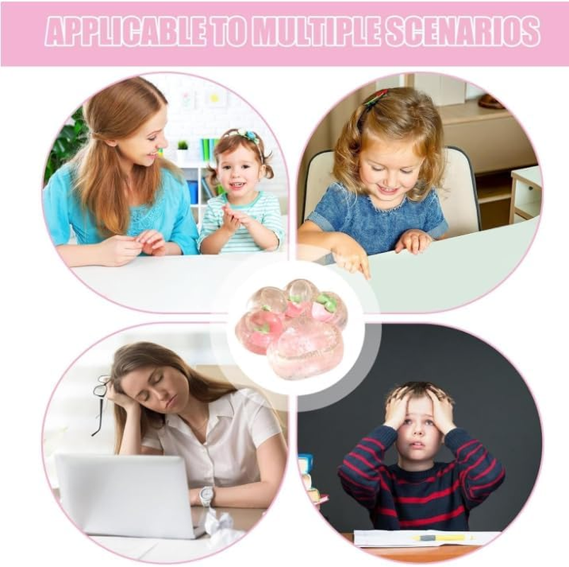 RUOXGZP 2Pcs Cat Paw Squeeze Toys, Silicone Taba Cat Paw Squeeze Fidget Toy, Cute Soft Multicolor Cat Paw Squishys Sensory Toy, Super Soft Squeeze Fidget Toys, for Stress Relief Kids and Adults image number 4