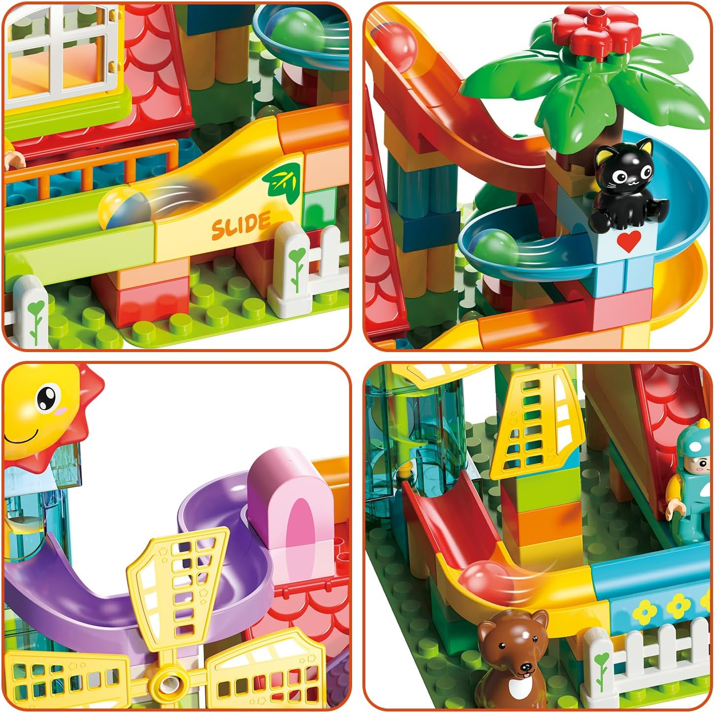 Marble Run Building Blocks Toy - 2 in 1 Compatible Blocks Models with 6 Marble Balls, Montessori Educational Race Track Building Block Set, Classic Blocks STEM Toy for Kid Boys Girls (119PCS) image number 3