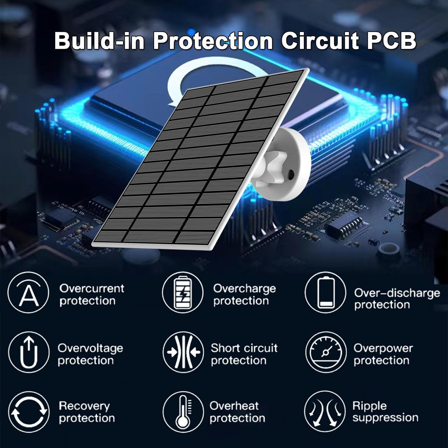 6W/5V Solar Panel with Built-In Voltage Regulator Pcb，Compatible with Google Nest Camera Outdoor&Indoor&2Nd Generation (Battery Version),Easy to Install,Ip66 Waterproof,13.2Ft Charging Cable image number 2