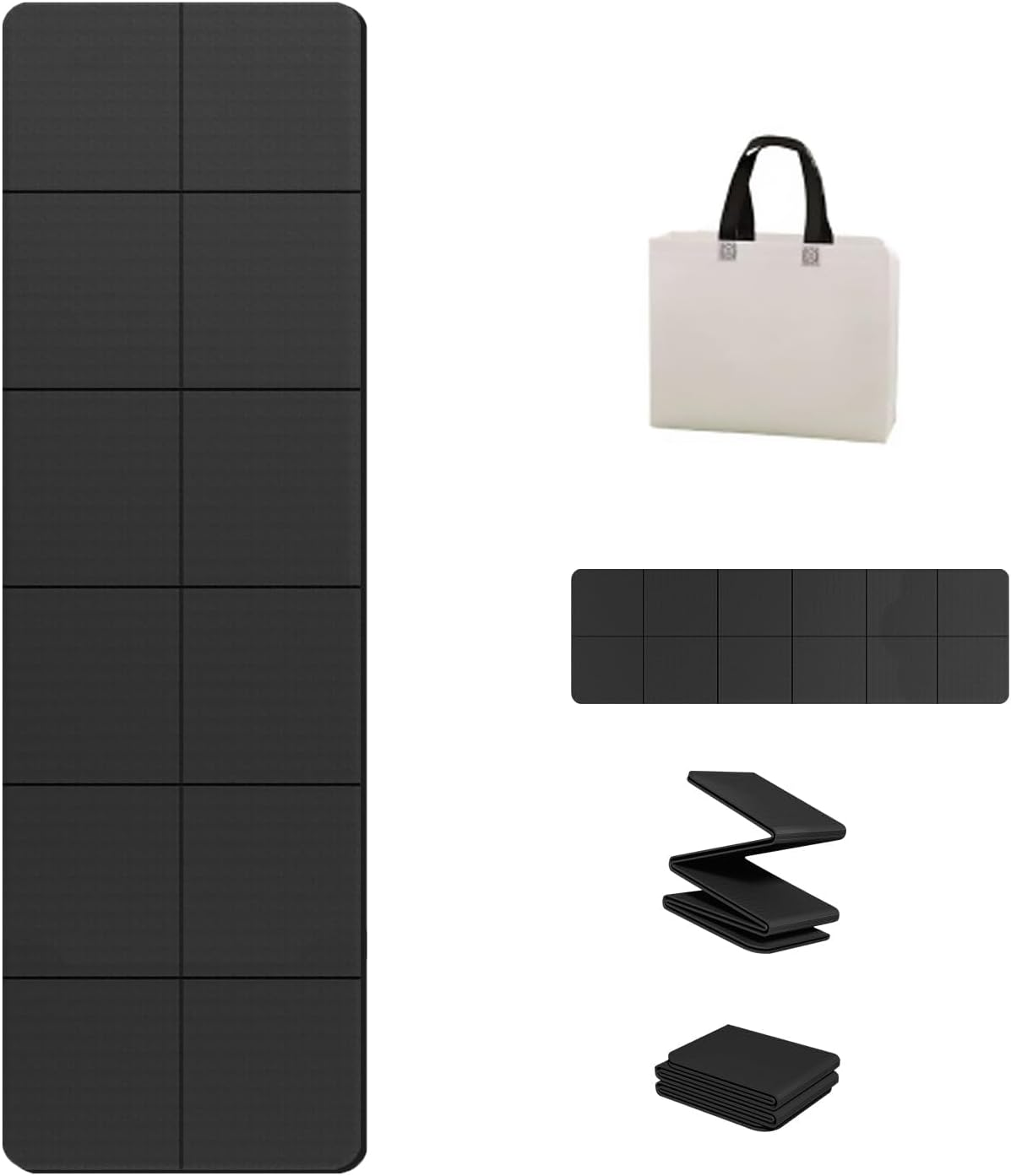 LEFAFA Yoga Mat Non Slip, 6Mm Folding Yoga Mat with Carrying Bag, Lightweight Travel TPE Exercise Pilates Mat for Yoga, Pilates, Home Workouts, and Floor Exercises