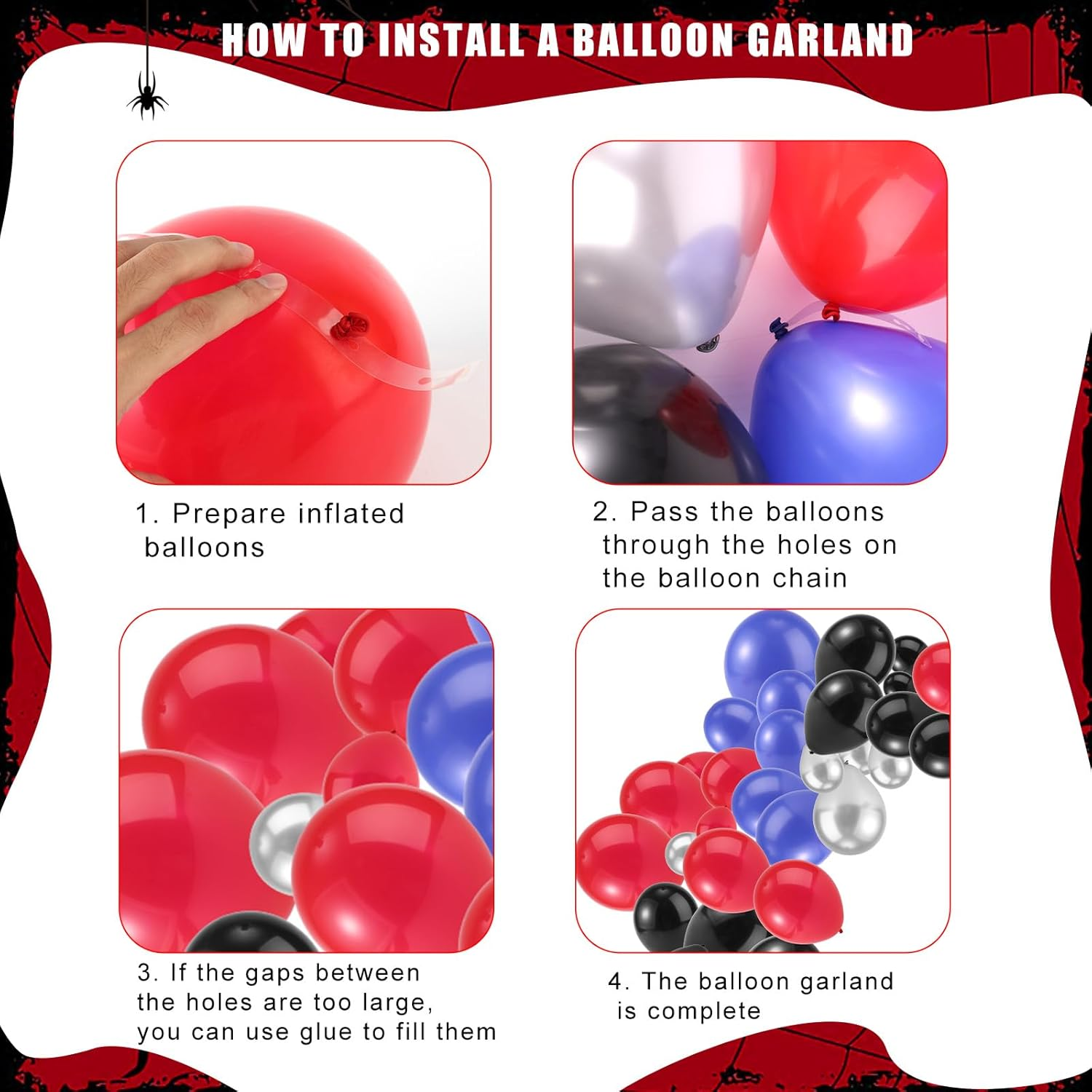 Spider Theme Party Decorations Kit, Includes Letter Banner Number Balloon Web Backdrop Hanging Curtains Multi-Size Balloons for Boys Girls Baby Shower Decor (Number 3) image number 3