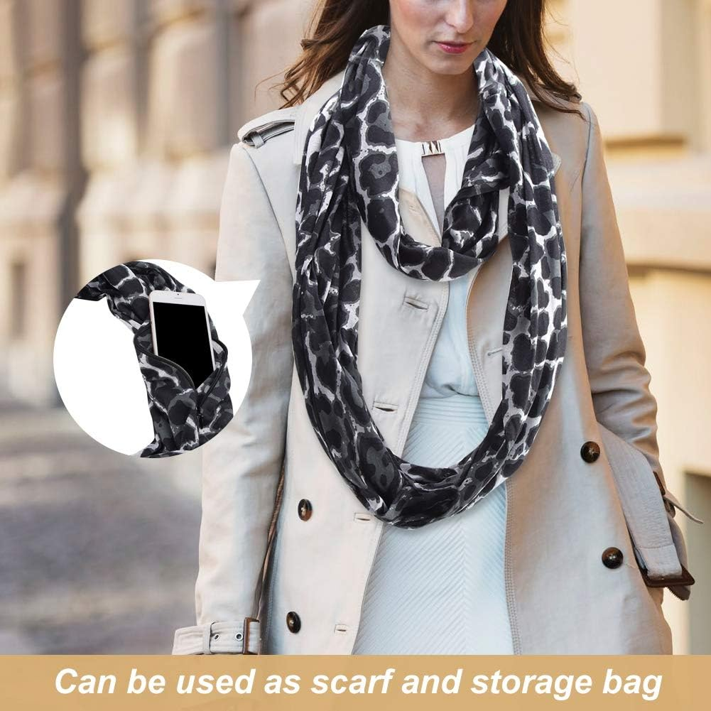 ANKROYU Reusable Loop Scarf Storage Bag with Zipper Multipurpose Travel Accessory for Wallet Passport Small Items Polyester Golden Silver 165 180Cm image number 3