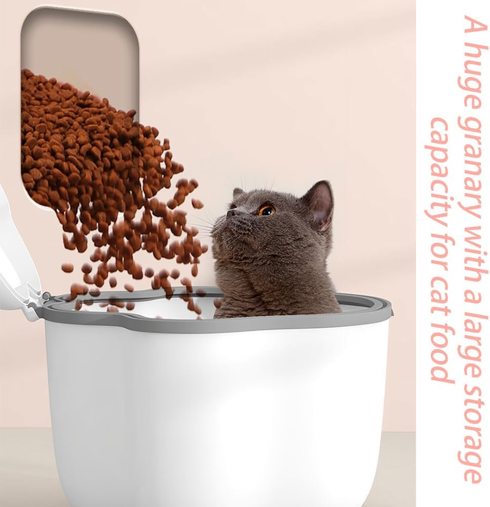 Pet Food Storage Bucket,Food Stocker,Cat Food Bucket with Spoon,Food Storage Container,Plastic Storage Bin,Large Capacity Dispenser Bin,For Dog, Cat and Other Pet Food Storage image number 6