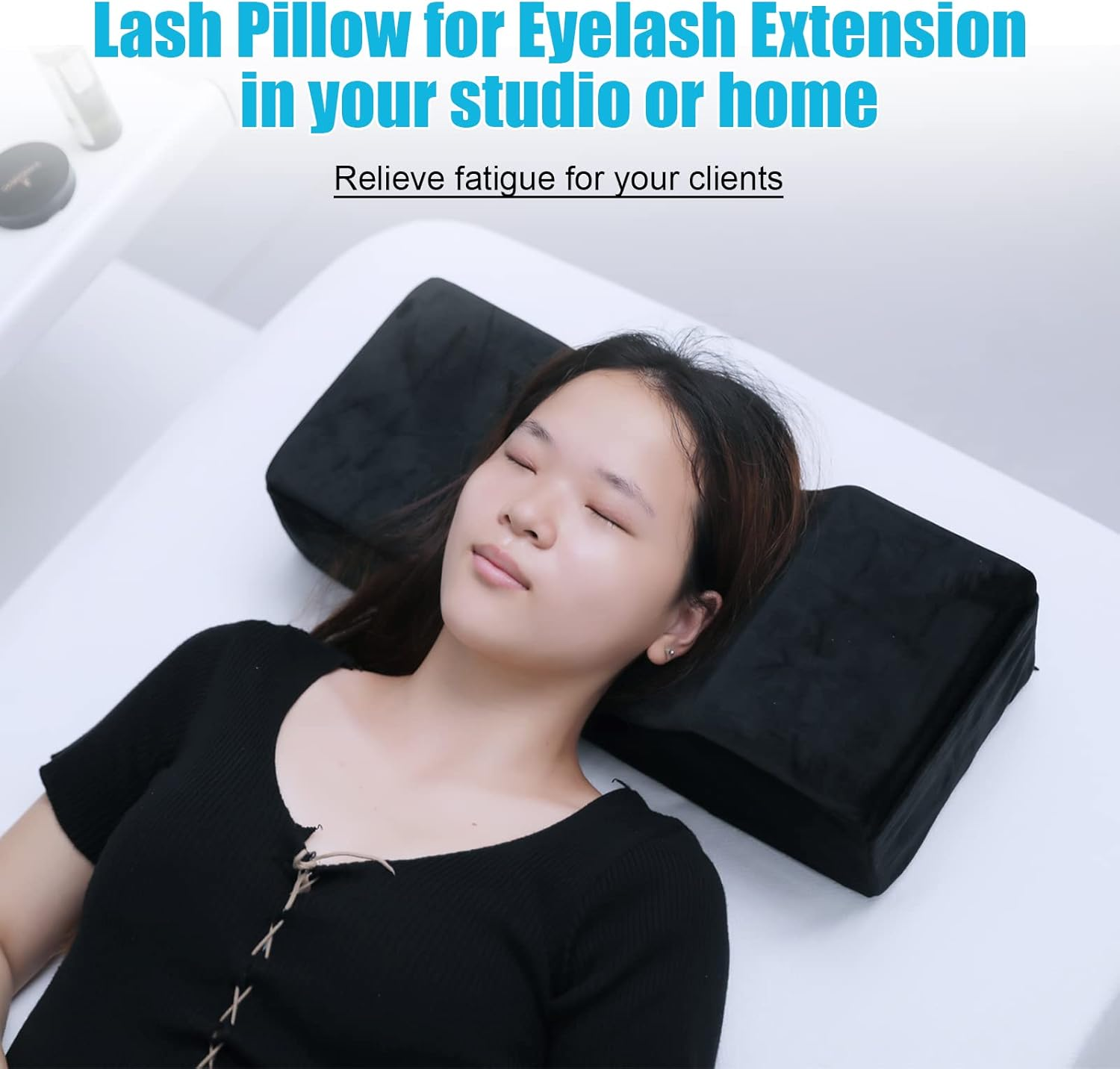 Lash Pillow for Lash Extensions,Memory Foam Neck Pillow Eyelash Extension Ergonomic Back Sleeping Contour Pillow,Travel Pillow (Black) image number 4