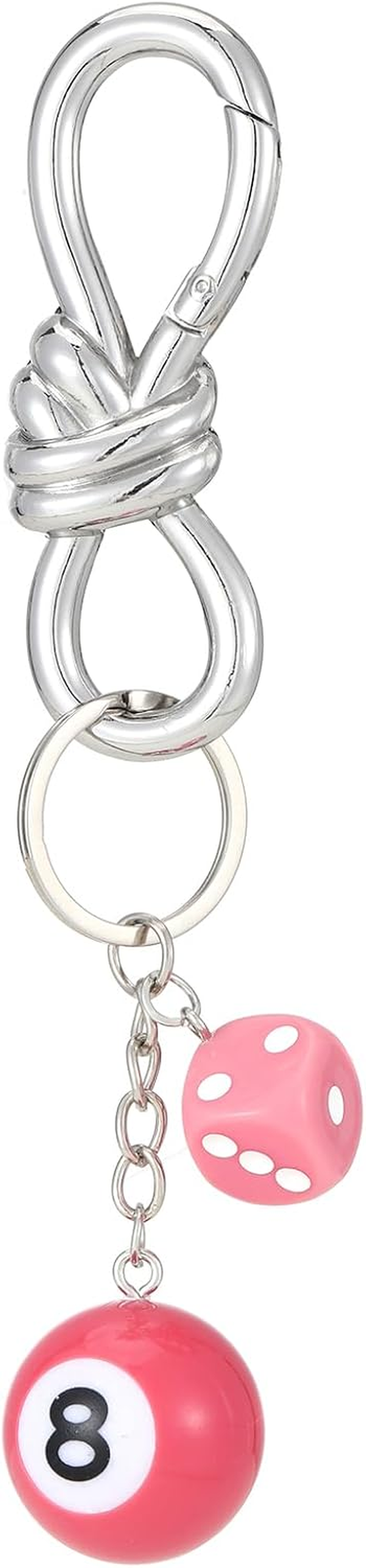 Dhdfisd Twist Knot Clasp Keychain 8 Ball Dice Keychain Bag Purse Handbag Charms Fashion Accessory Heavy Duty Snap Hook - Golden image number 4