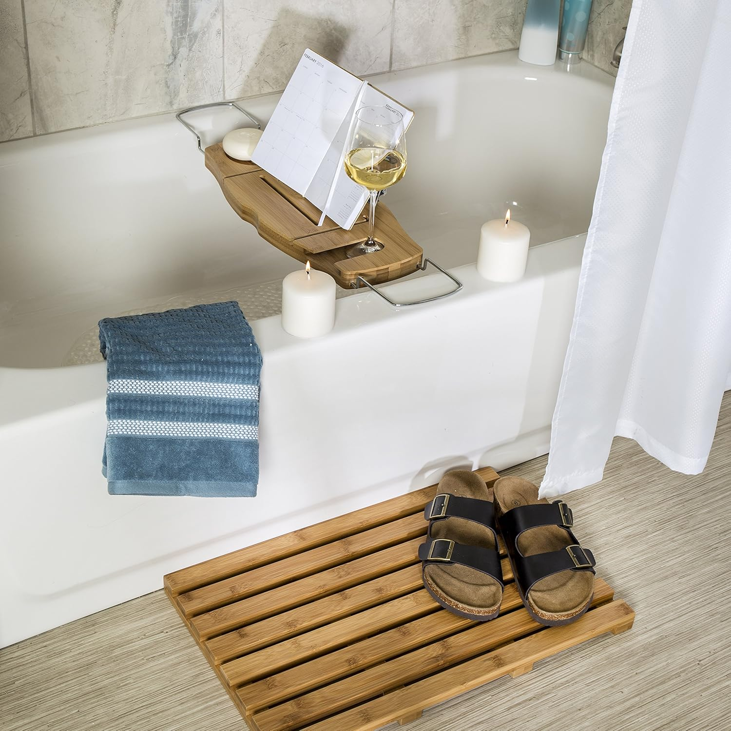 Honey-Can-Do BTH-06899 Bamboo Bath Caddy image number 2